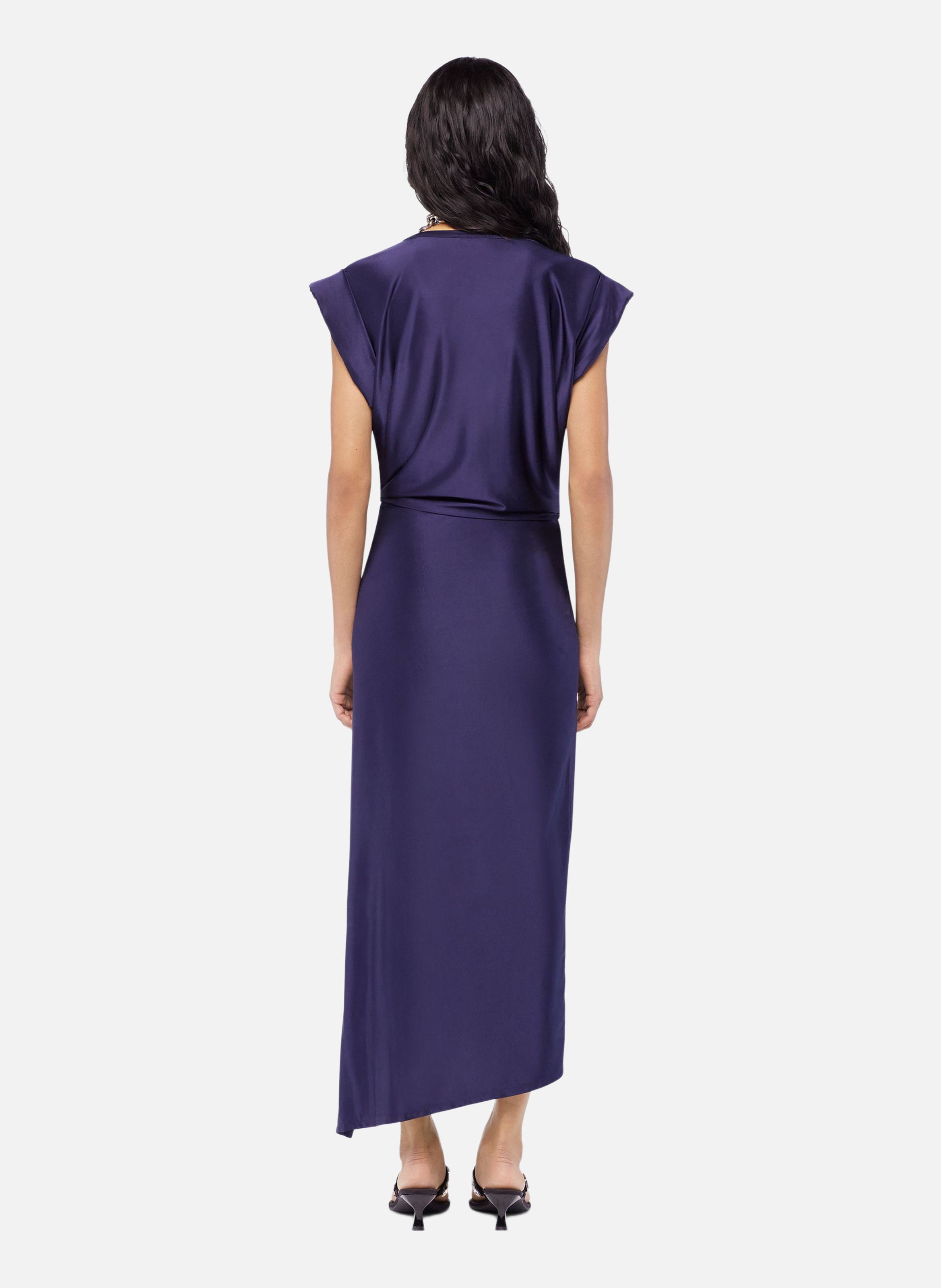 Robe midi en jersey à piercing RABANNE Bleu