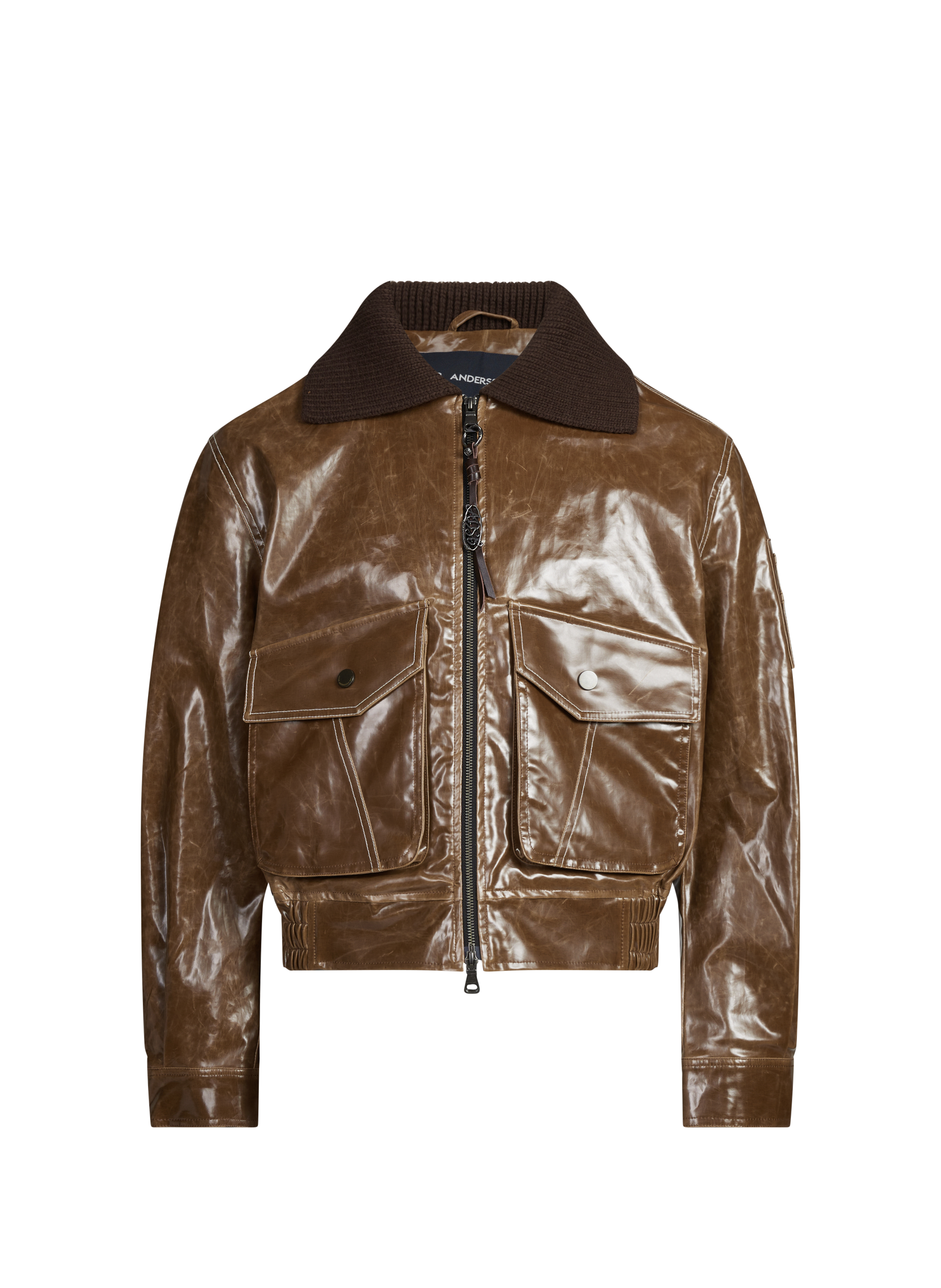 Quilted oversized jacket with ribbed collar ANDERSSON BELL Brown