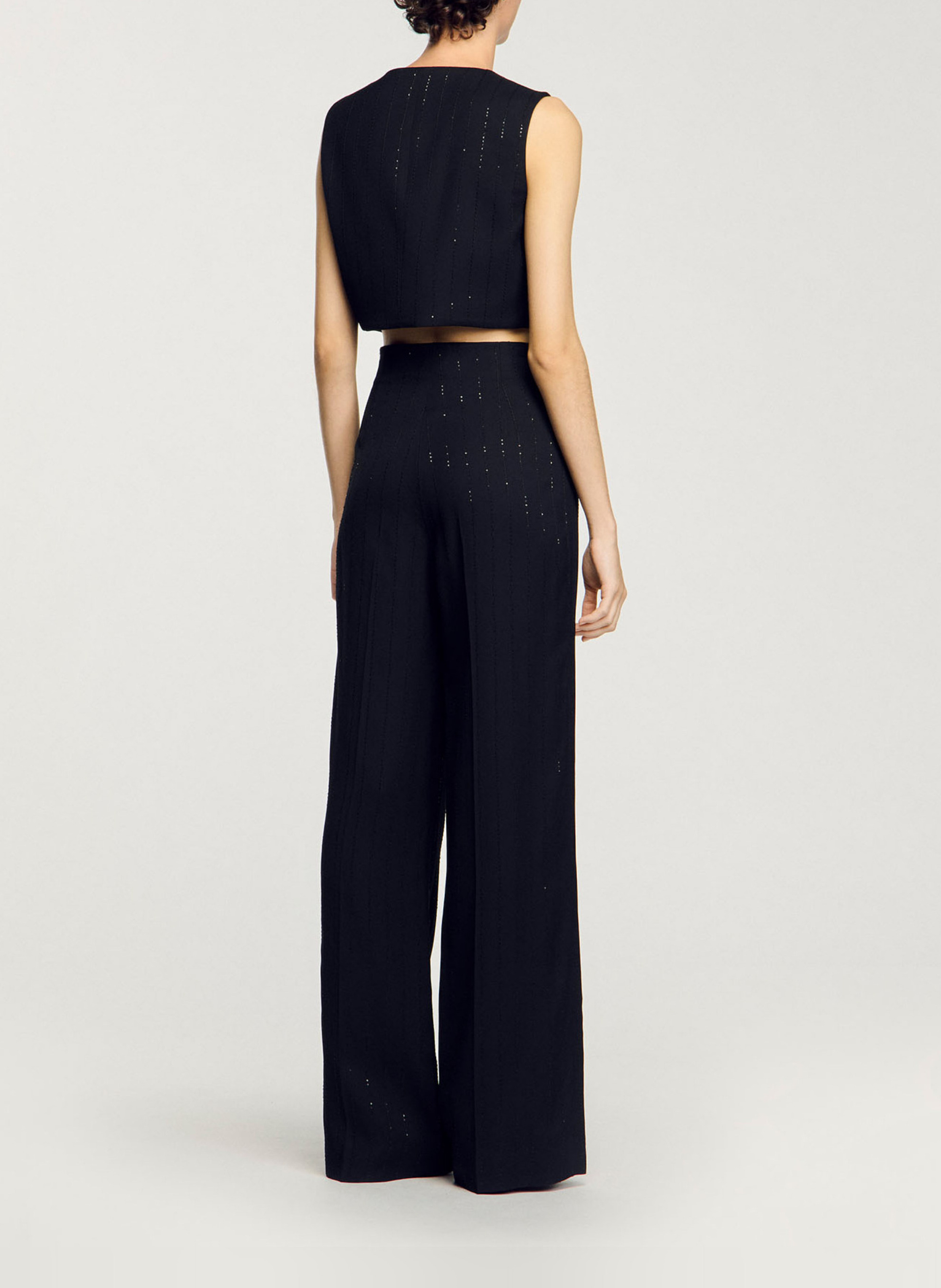 Veston de costume rayé à sequins SANDRO Noir