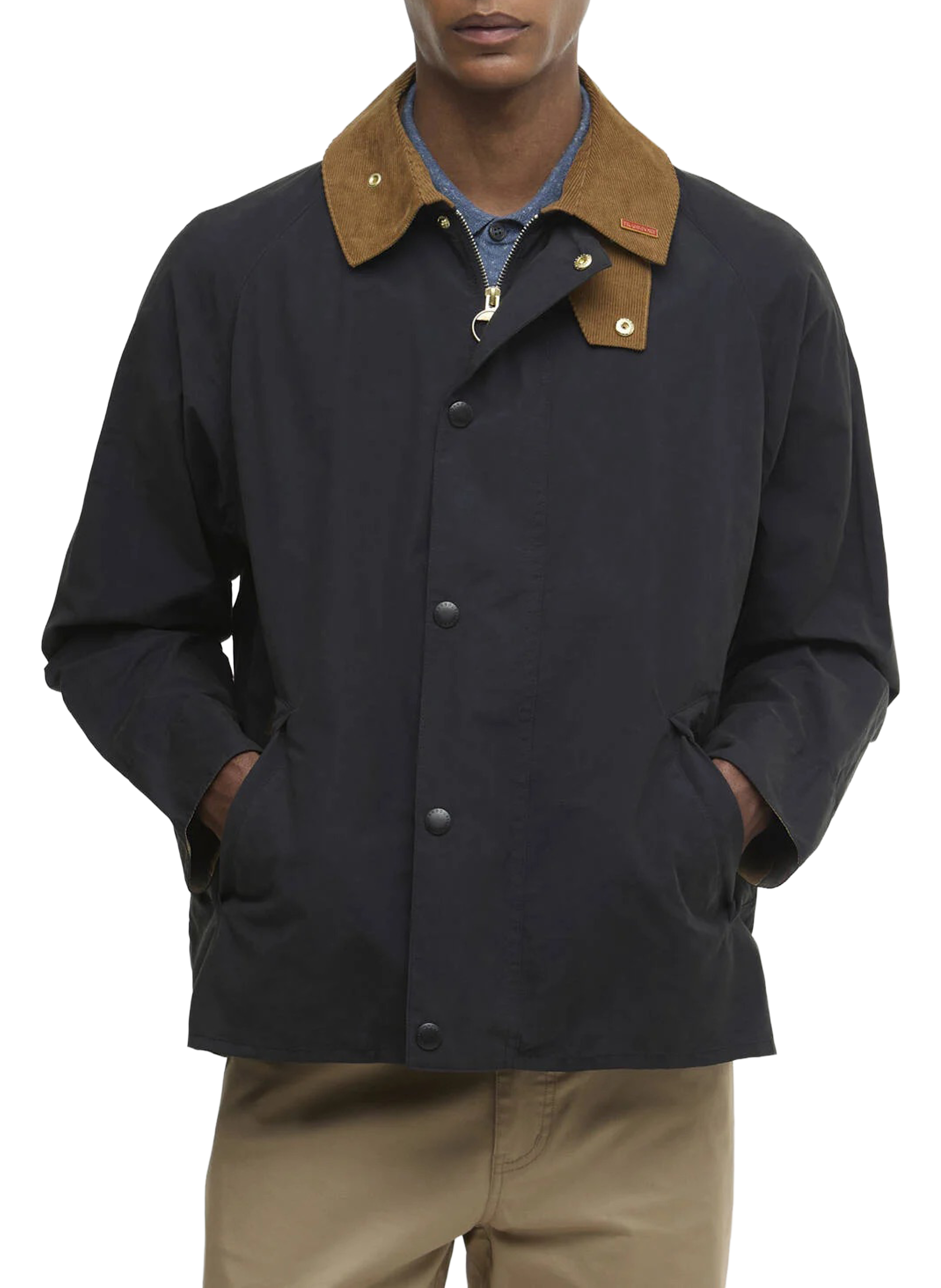 Veste droite col boutonné en coton mélangé BARBOUR Bleu