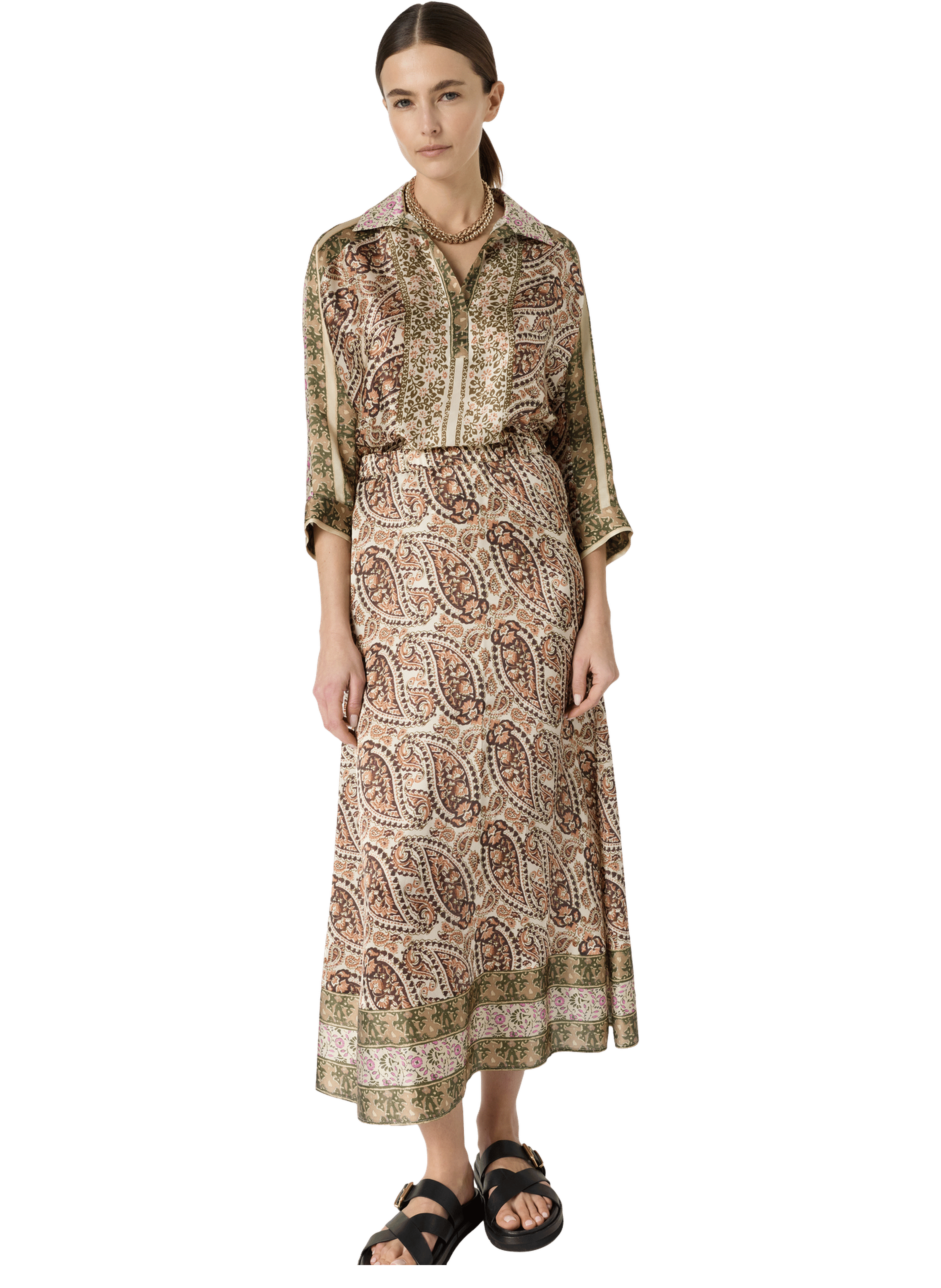 Jupe longue imprimée en soie - jenaya GERARD DAREL Multicolore