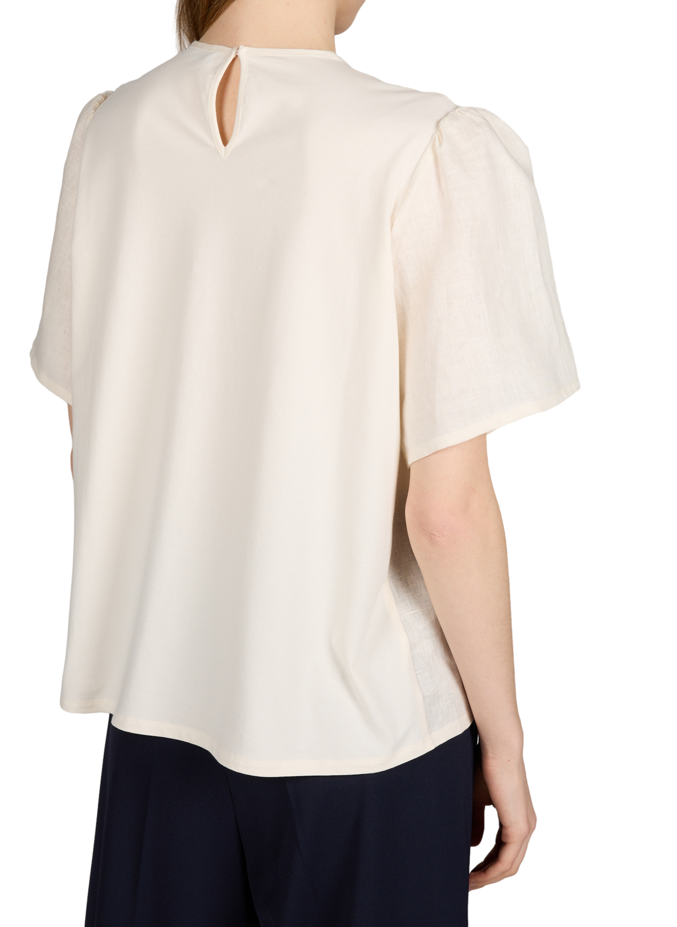 Top fluide brodé en lin MAX MARA WEEK END Beige