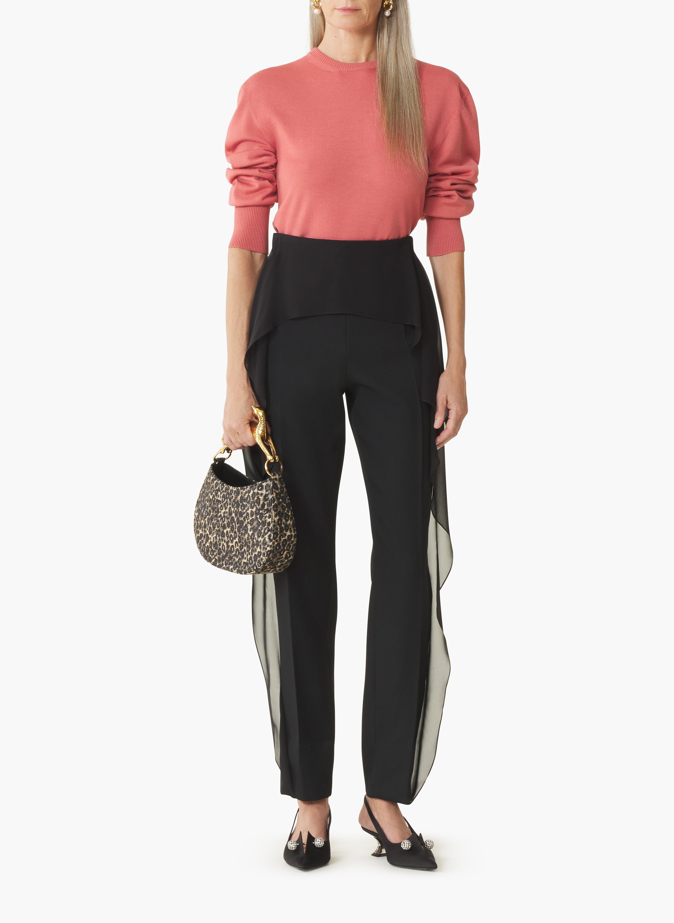 Pantalon à volants en laine LANVIN Noir