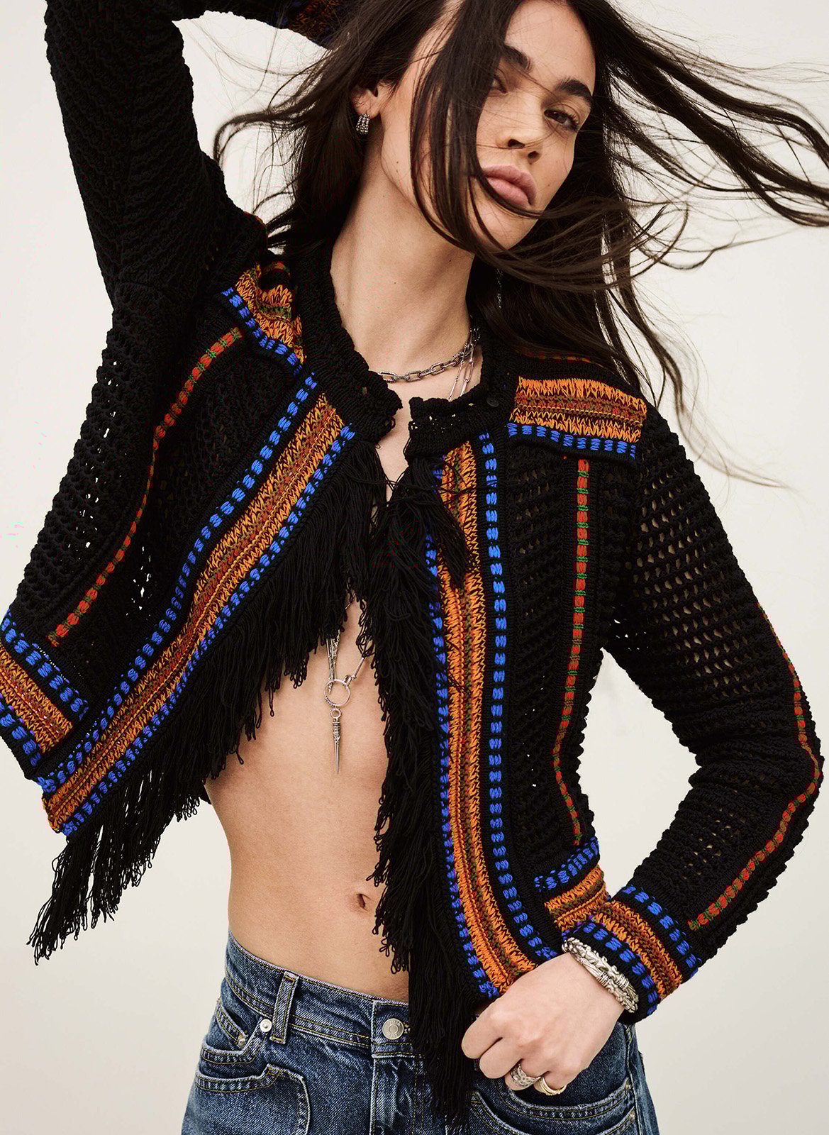 Gilet en crochet col rond bianca BA&SH Multicolore