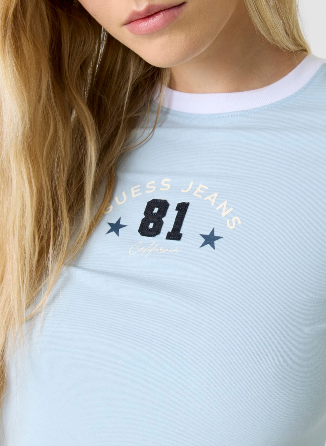 Printed cotton blend T-Shirt GUESS Blue