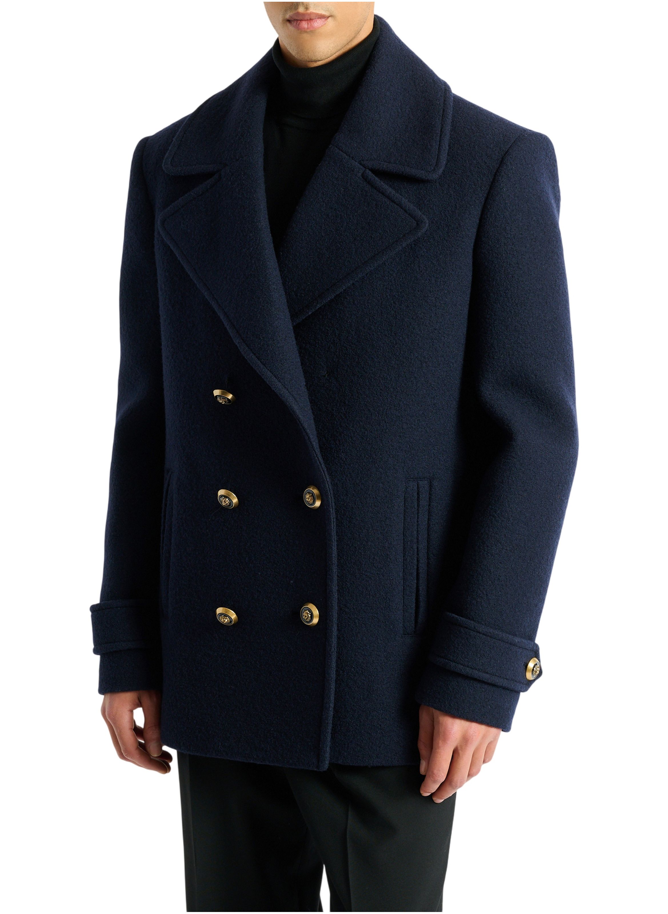 Caban en laine BALMAIN Bleu