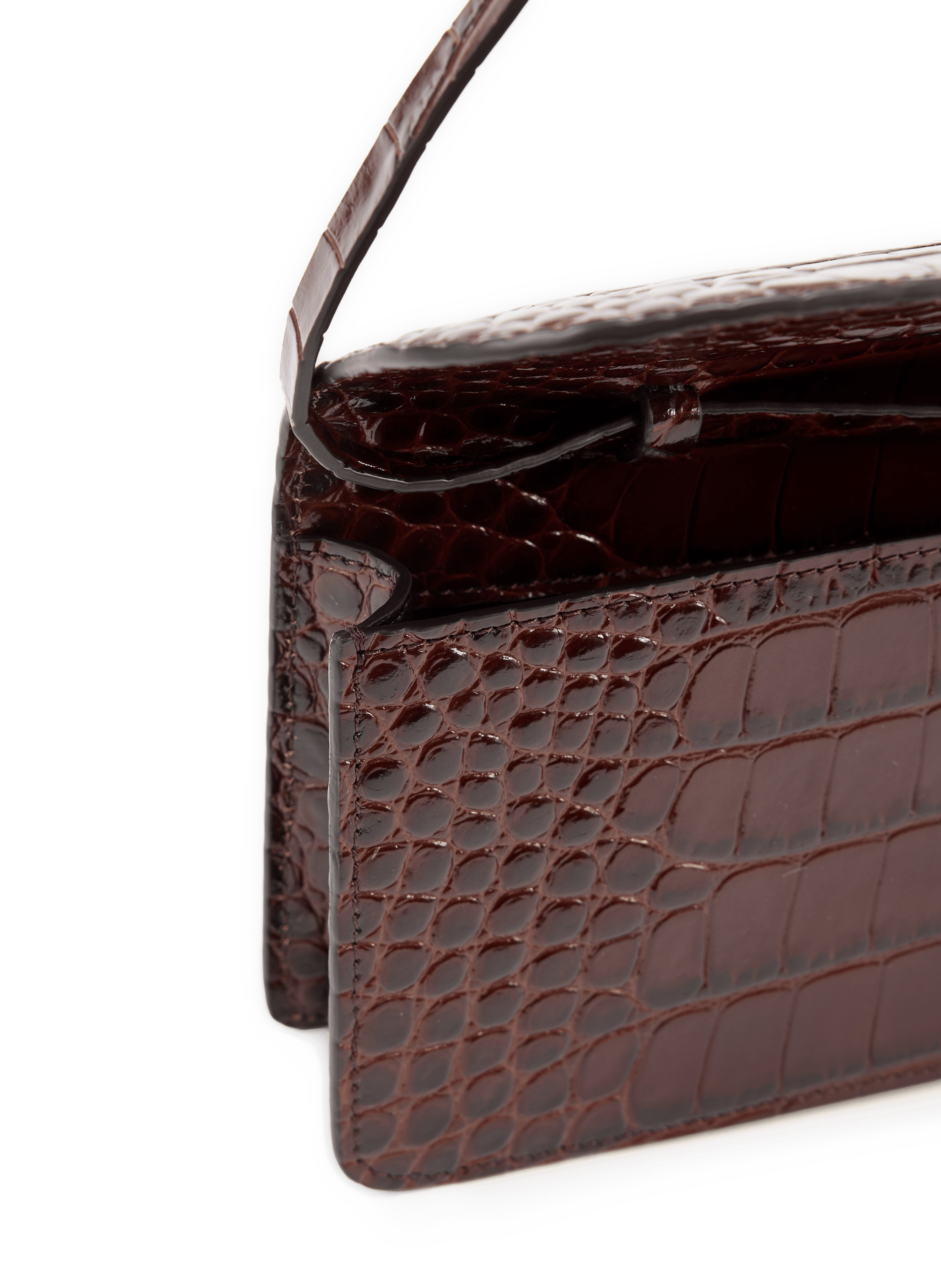 Pochette crocodile Dorian East-West en cuir de veau effet crocodile VICTORIA BECKHAM Marron