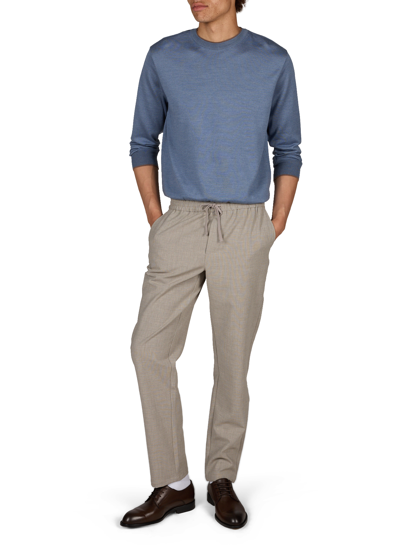 Straight-cut round neck sweater in virgin wool and silk PAUL & SHARK Blue
