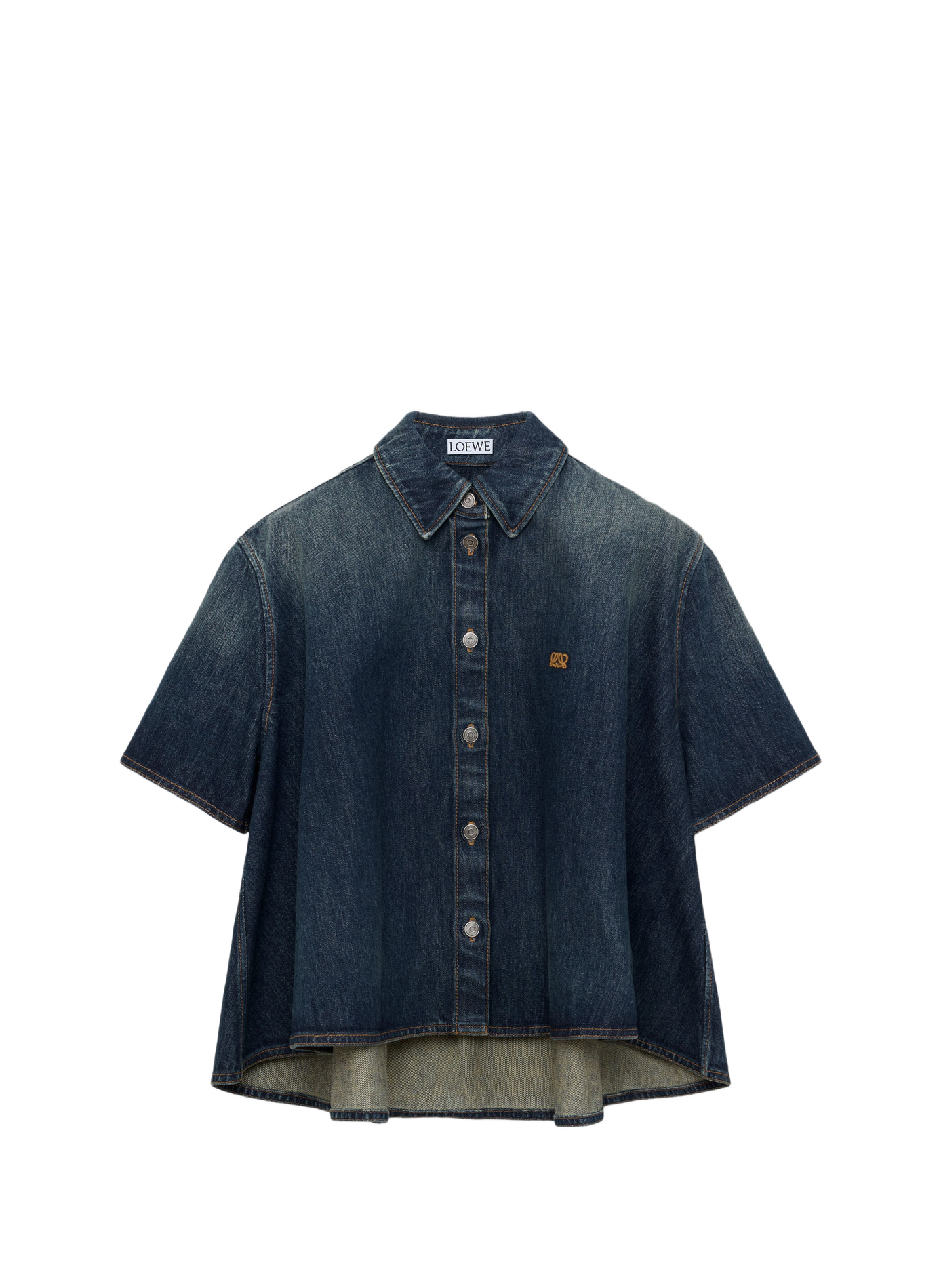 Camisa de corte trapecio de manga corta en denim. LOEWE Azul