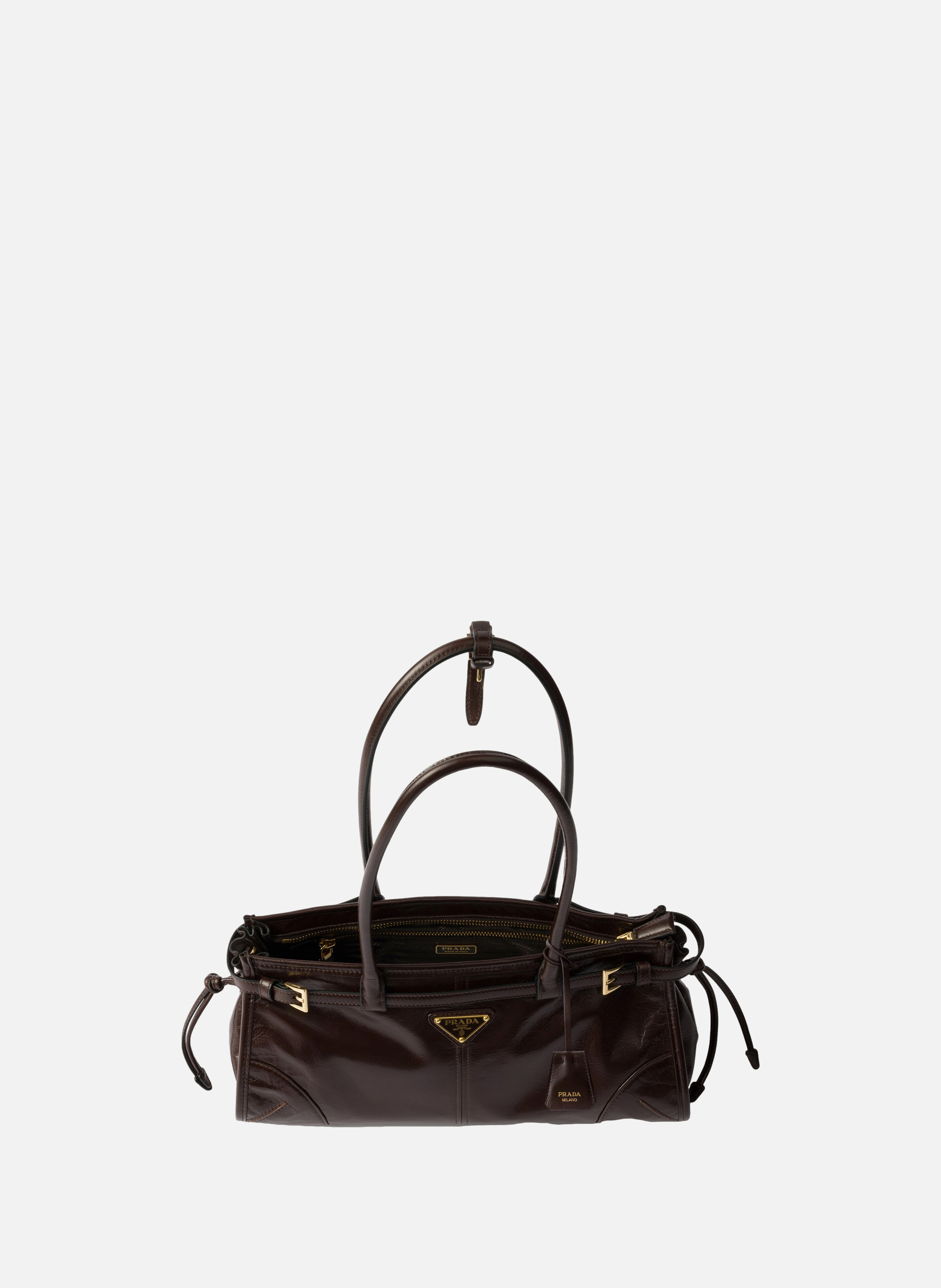 Sac prada bonnie en cuir medium PRADA Marron
