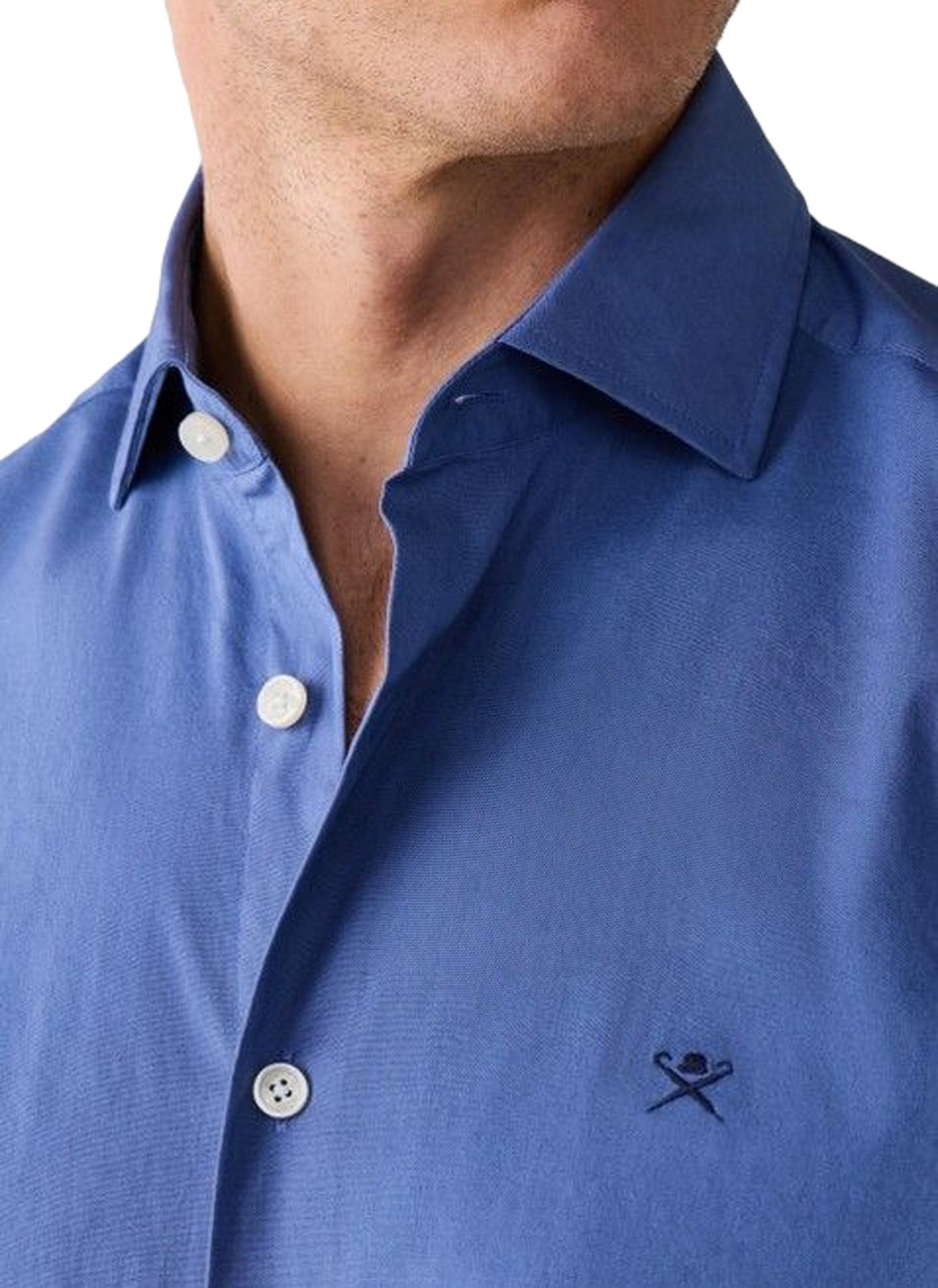 Slim shirt with embroidered logo in blended cotton HACKETT Blue