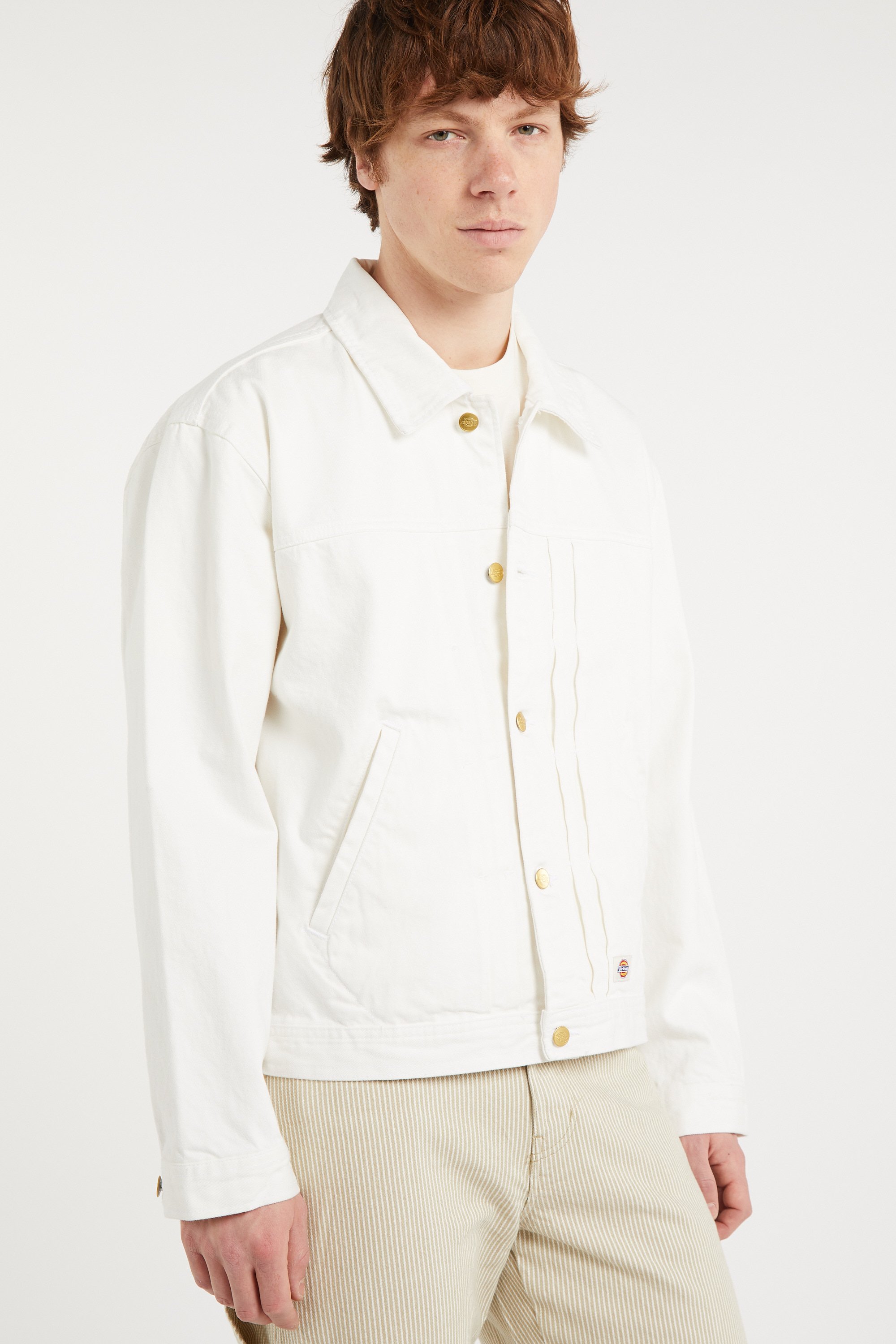 Veste selvedge pleated denim jacket DICKIES Blanc