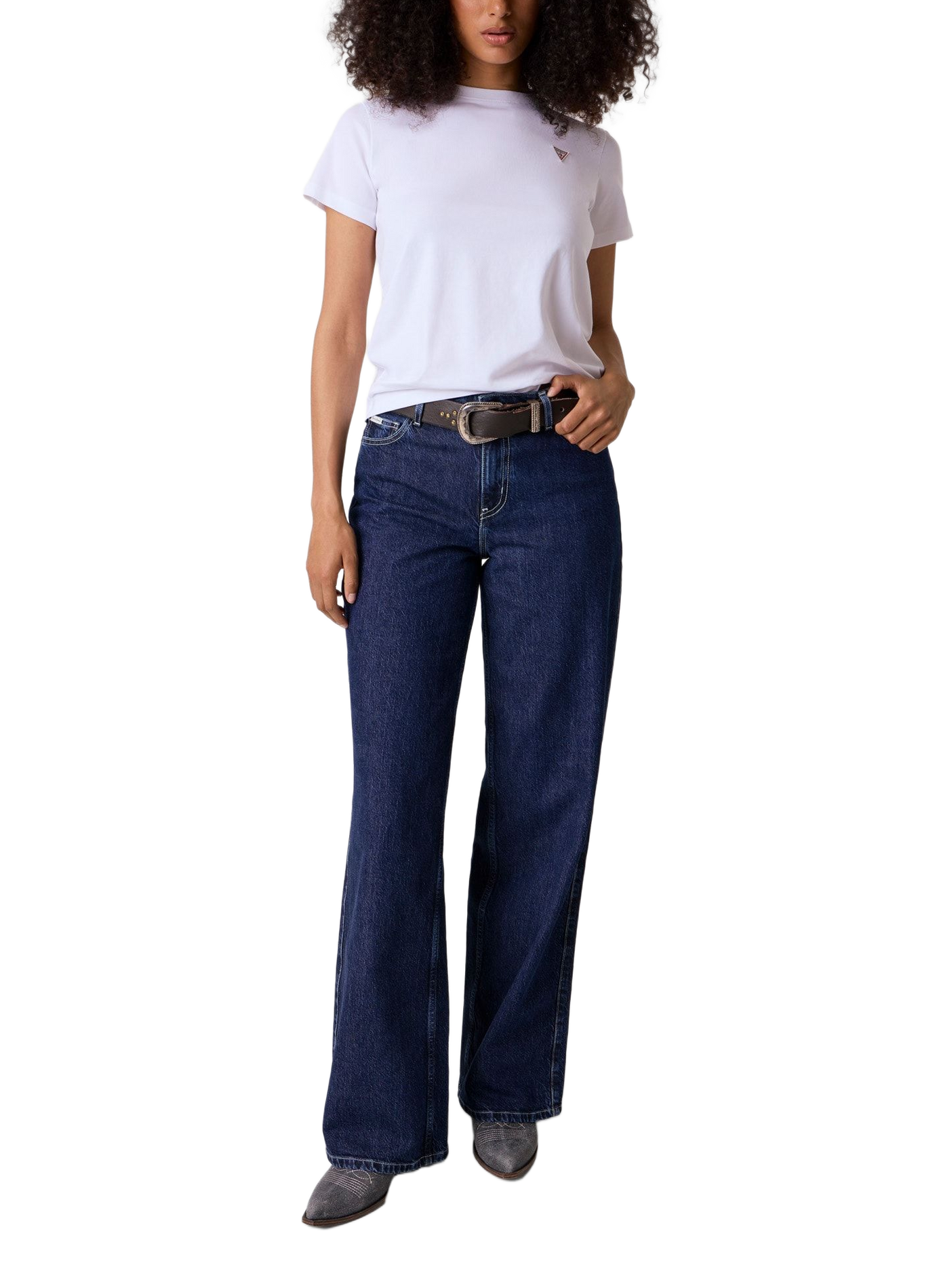 Weite Hose aus Baumwollmischung GUESS Blau