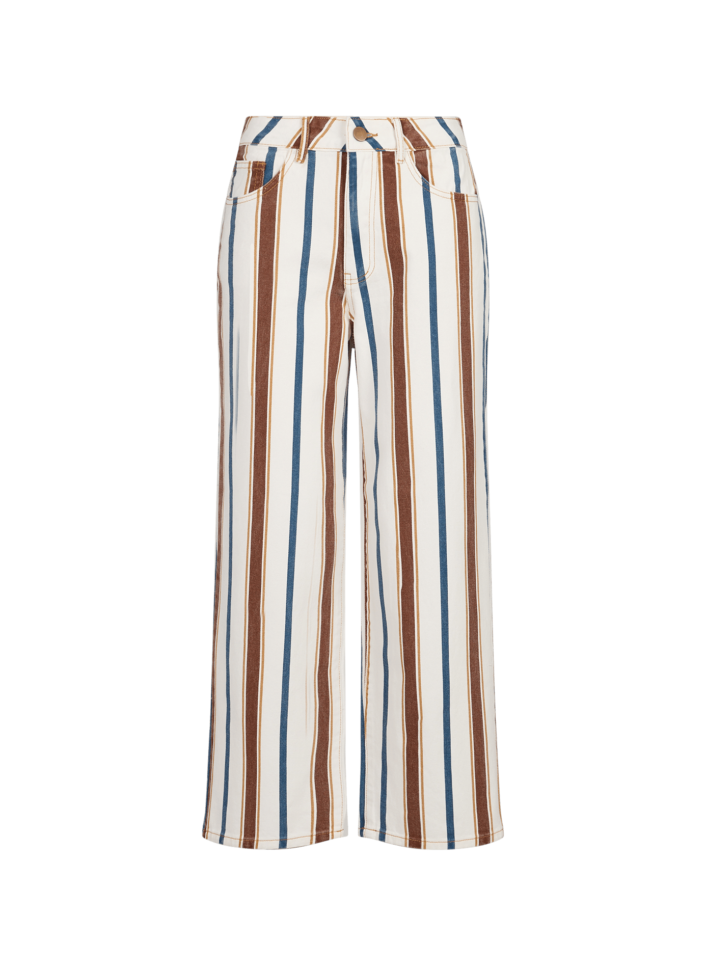 Rechte jeans met strepen van katoenen denim VILA Beige