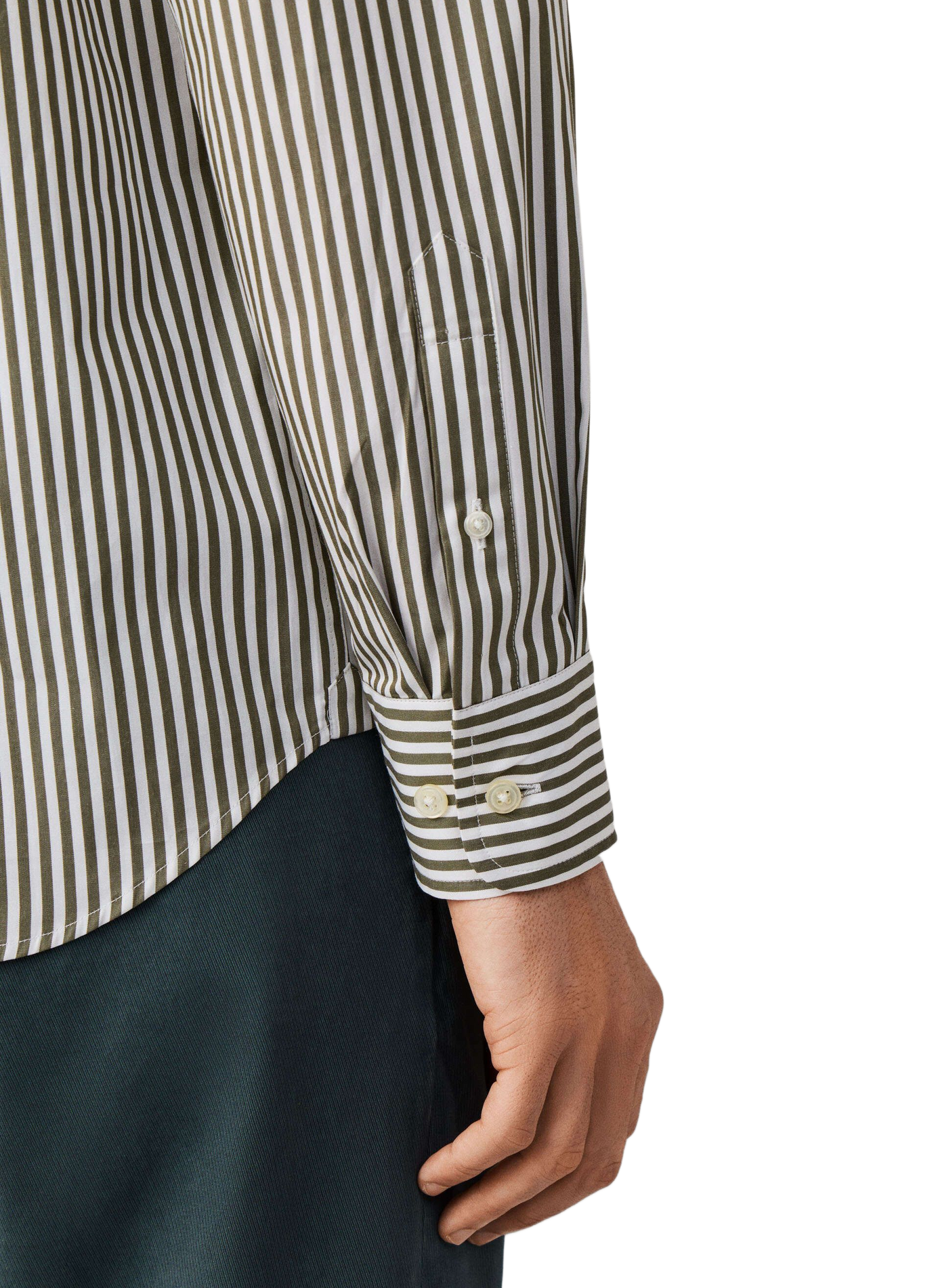 Rechte gestreepte katoenen blouse met knoopkraag FACONNABLE Kaki