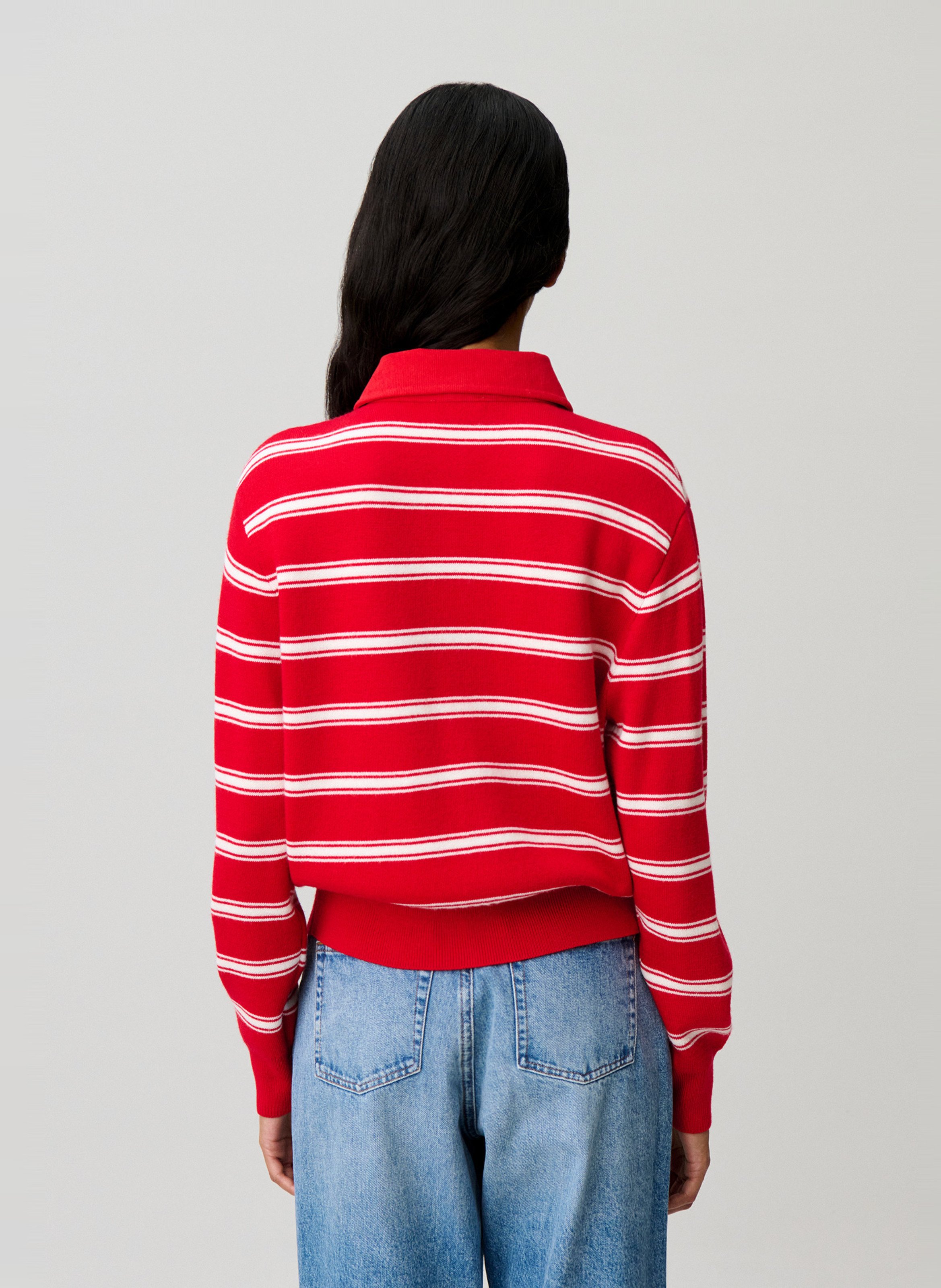 Cardigan col classique à rayures CLAUDIE PIERLOT Rouge