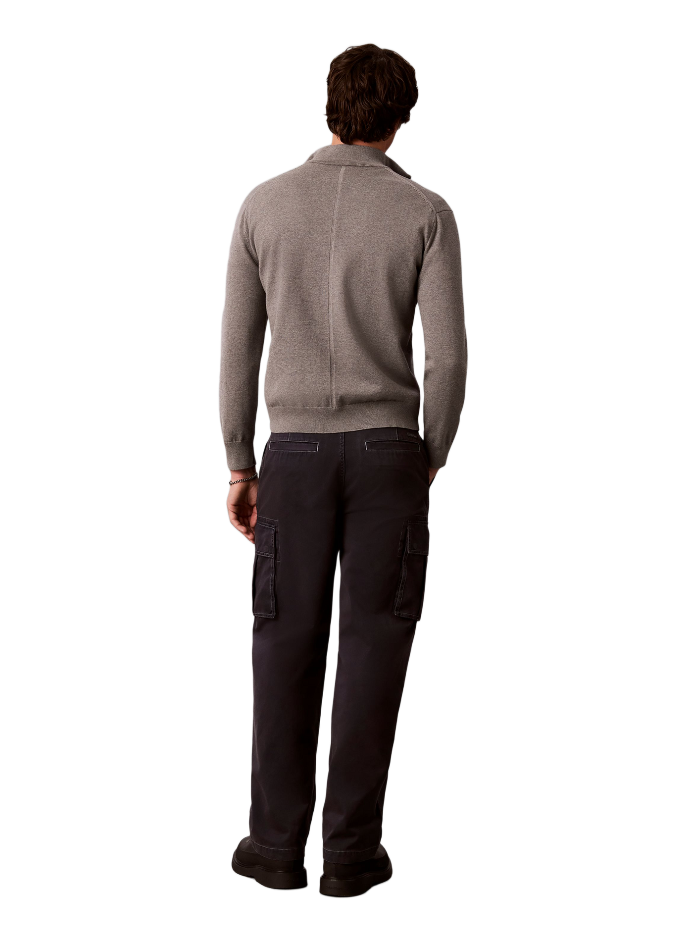 Pantalon droit en coton CALVIN KLEIN Bleu