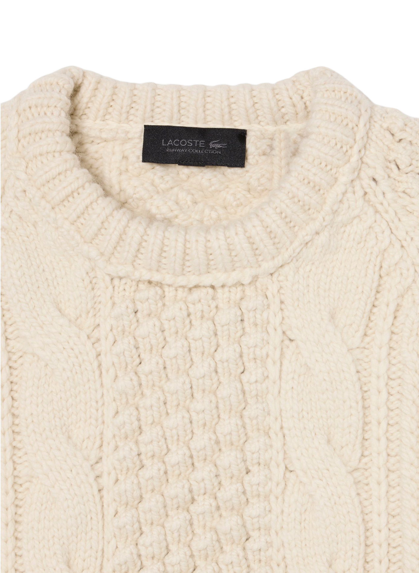 Pull ample à motif en maille tressée LACOSTE Blanc