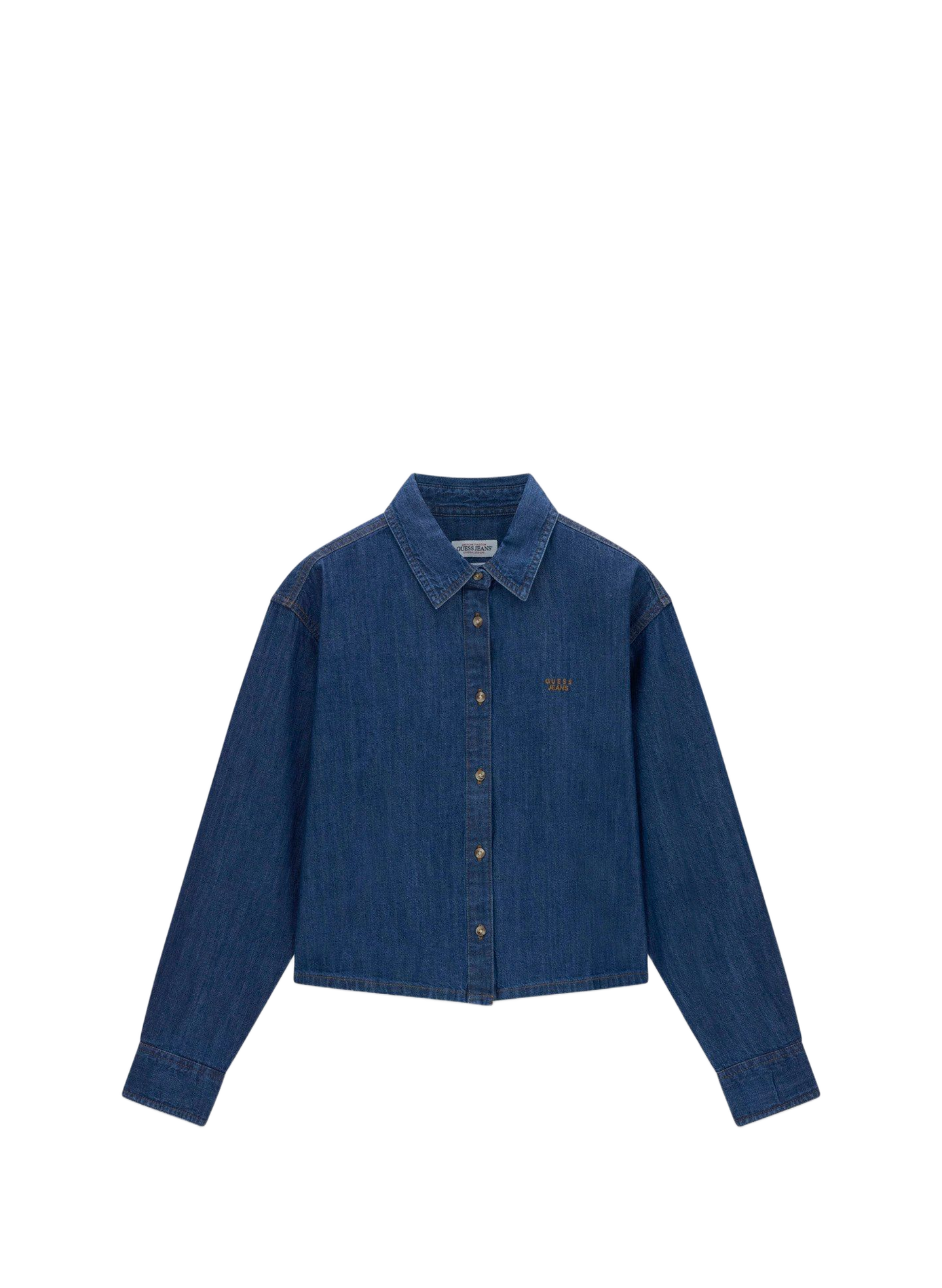 Chemise droite denim en coton GUESS Bleu