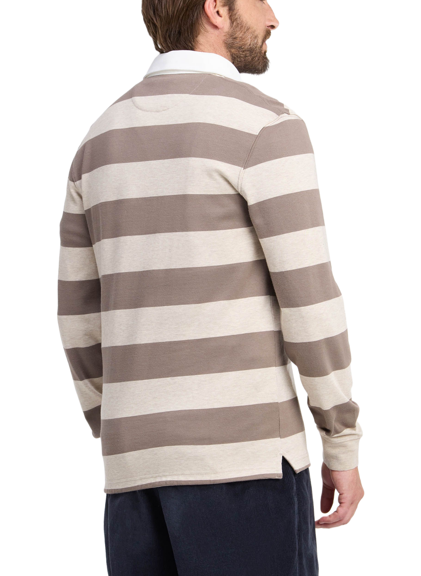 Polo droit rayé en coton EDEN PARK Beige