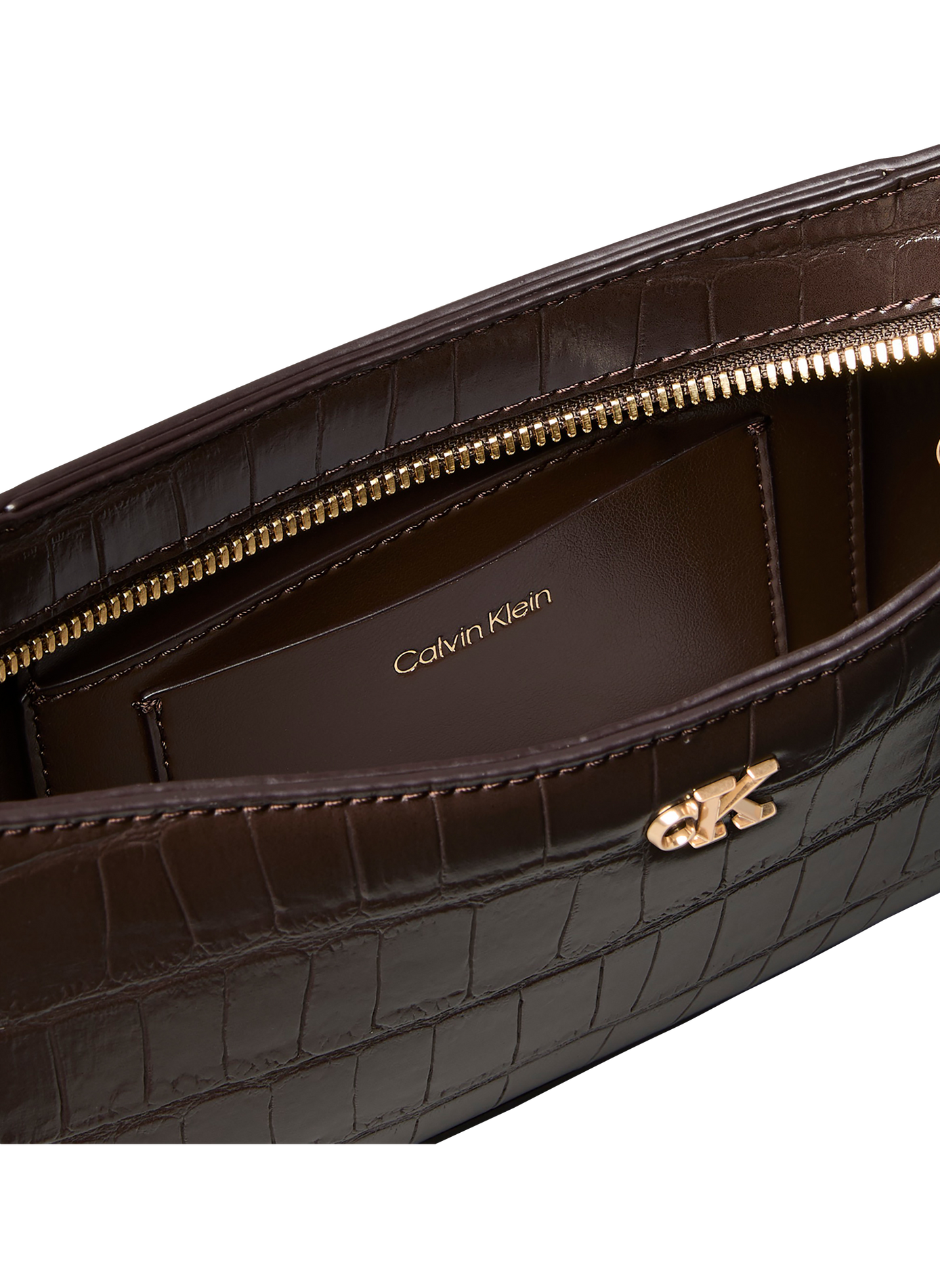 Crocodile-effect shoulder bag CALVIN KLEIN Brown