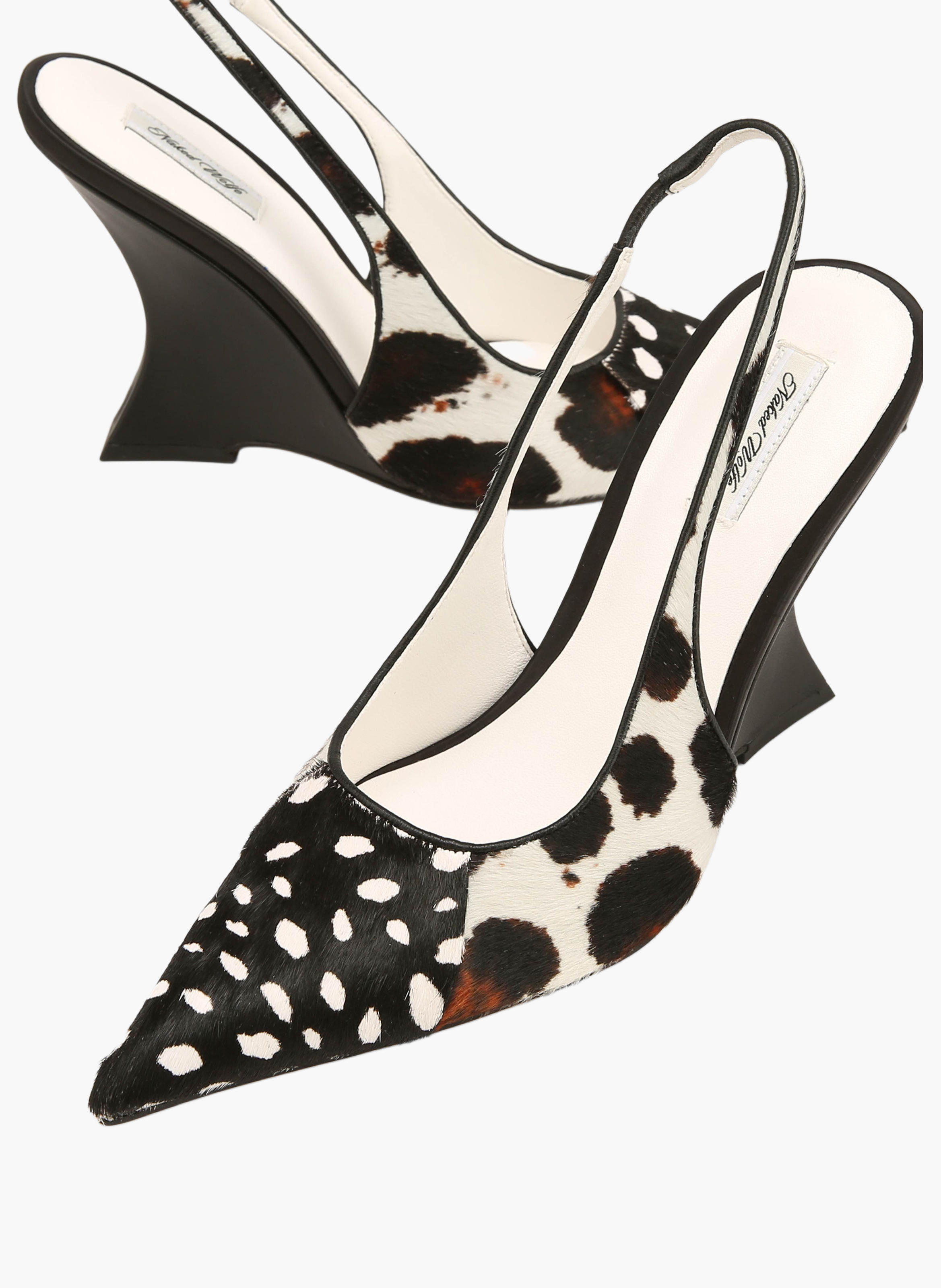 Leren high heels in liquor-kleurig ponyhaar NAKED WOLFE Veelkleurig
