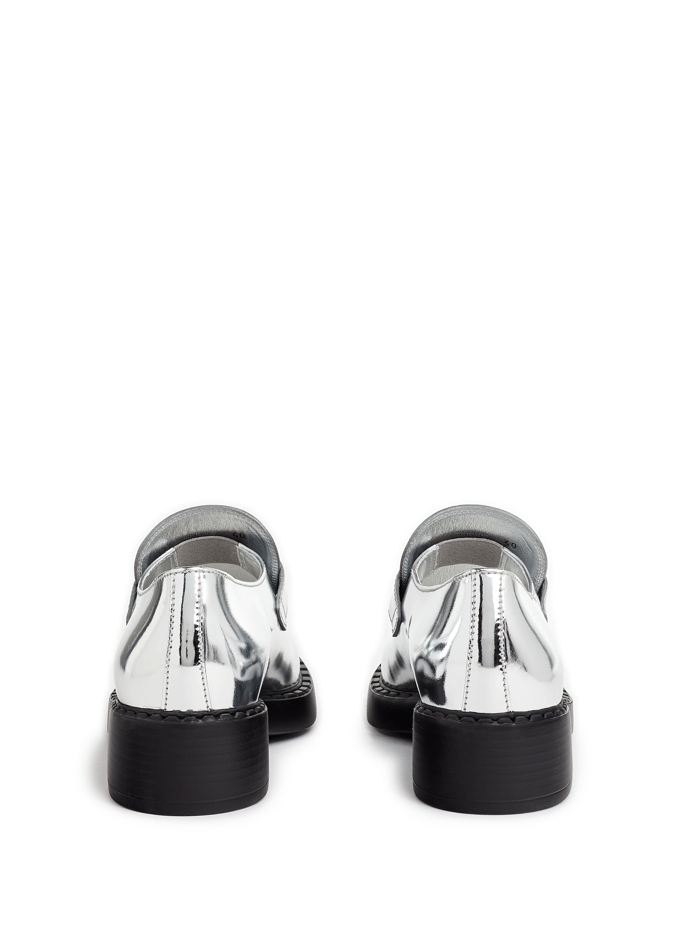 Mocassins en cuir métallisé PRADA Argent