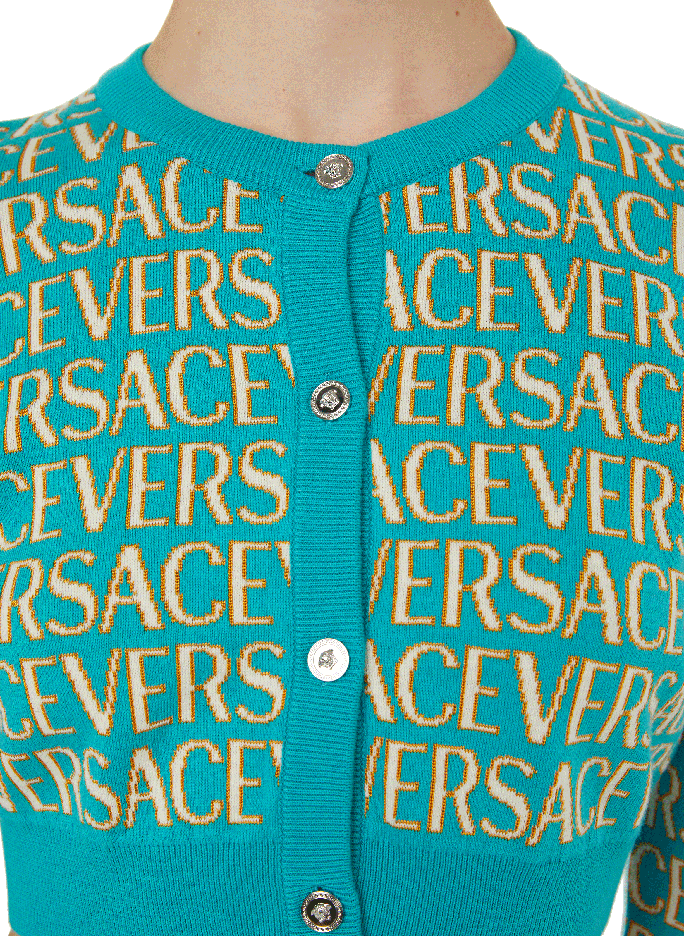 Pull Jacquard Série en coton VERSACE Bleu