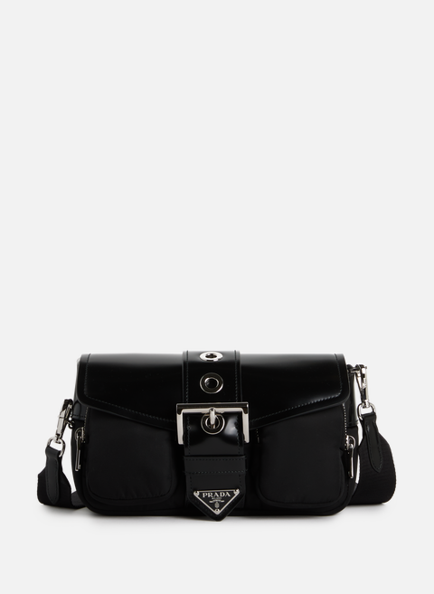 Shoulder bag in Re-nylon and leather BlackPRADA 