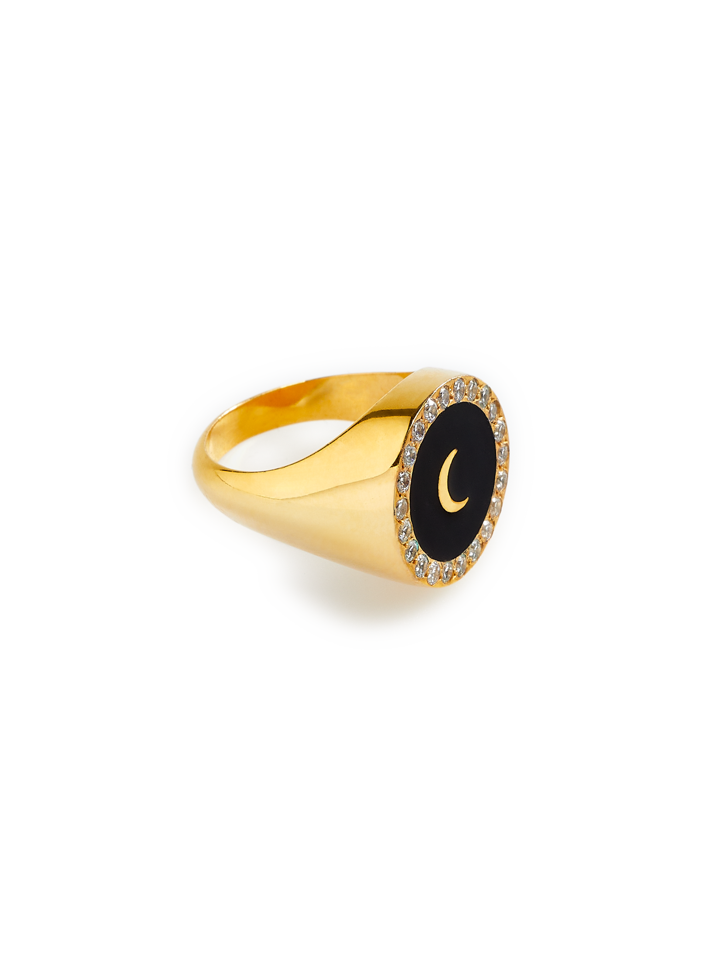 Bague chevalier à motif lune  EYE M - ILEANA MAKRI Noir