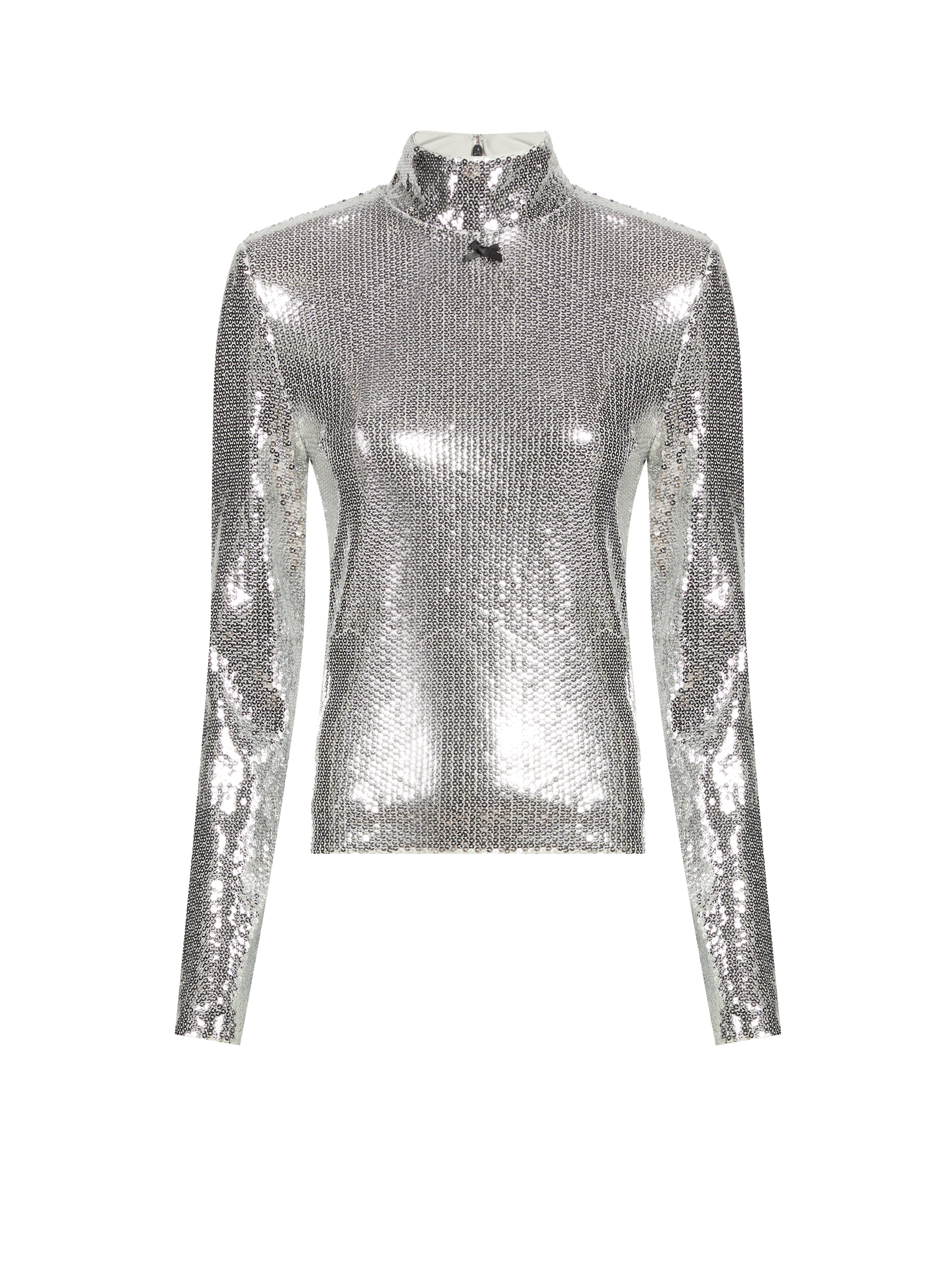 Top à col montant en sequin ROTATE Argent