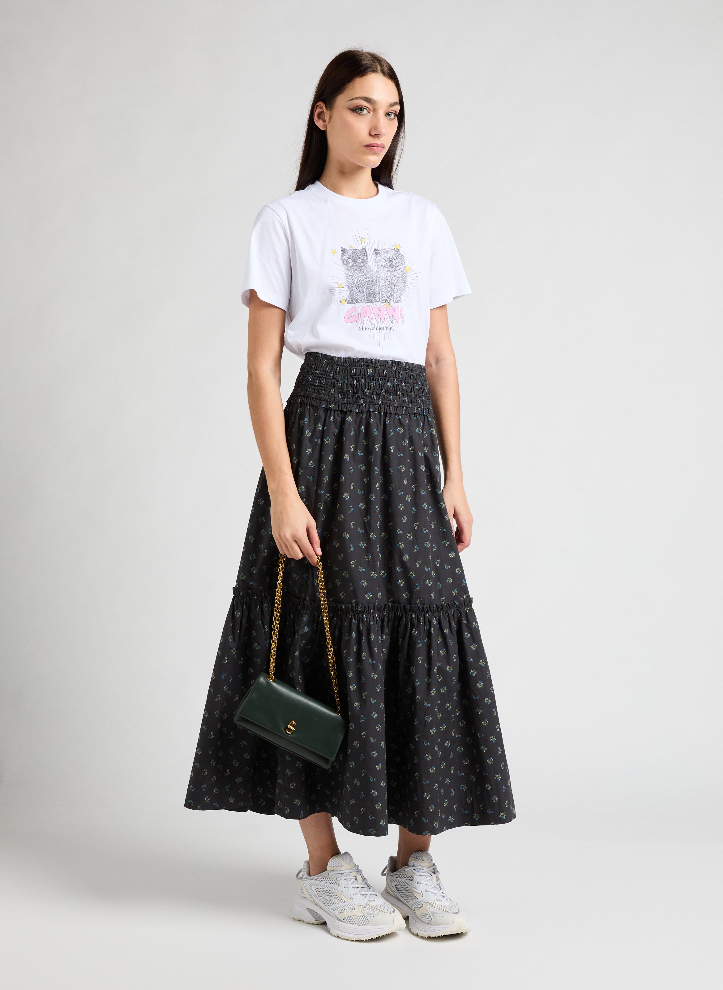 T-shirt Basic Jersey Kittens GANNI White