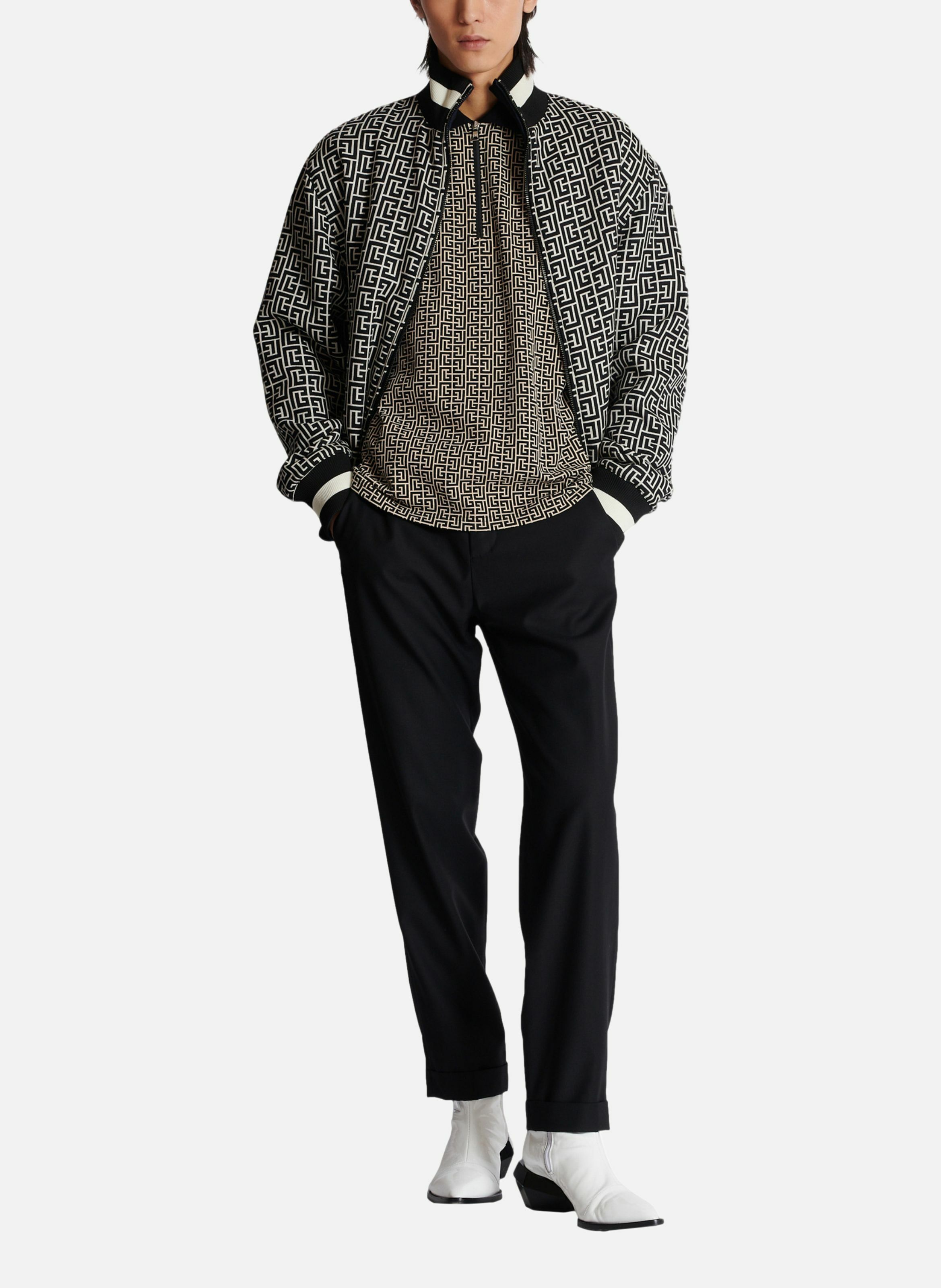 Polo en jacquard monogramme pb labyrinthe BALMAIN Noir