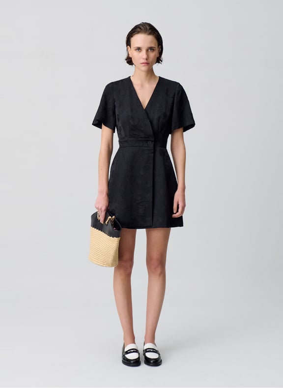Robe courte col kimono Noir by CLAUDIE PIERLOT CLAUDIE PIERLOT Robe courte col kimono Noir