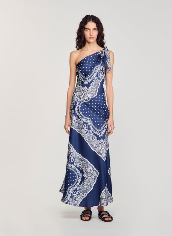 Robe midi à motifs bandana Bleu by SANDRO SANDRO Robe midi à motifs bandana Bleu