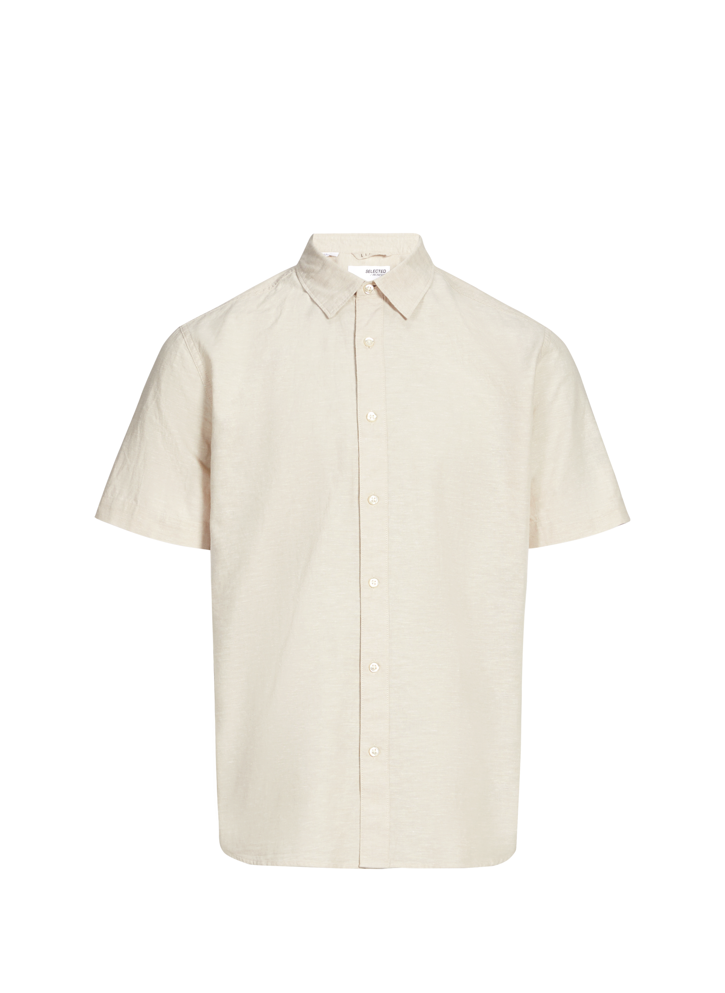 Straight shirt in cotton and linen SELECTED Beige