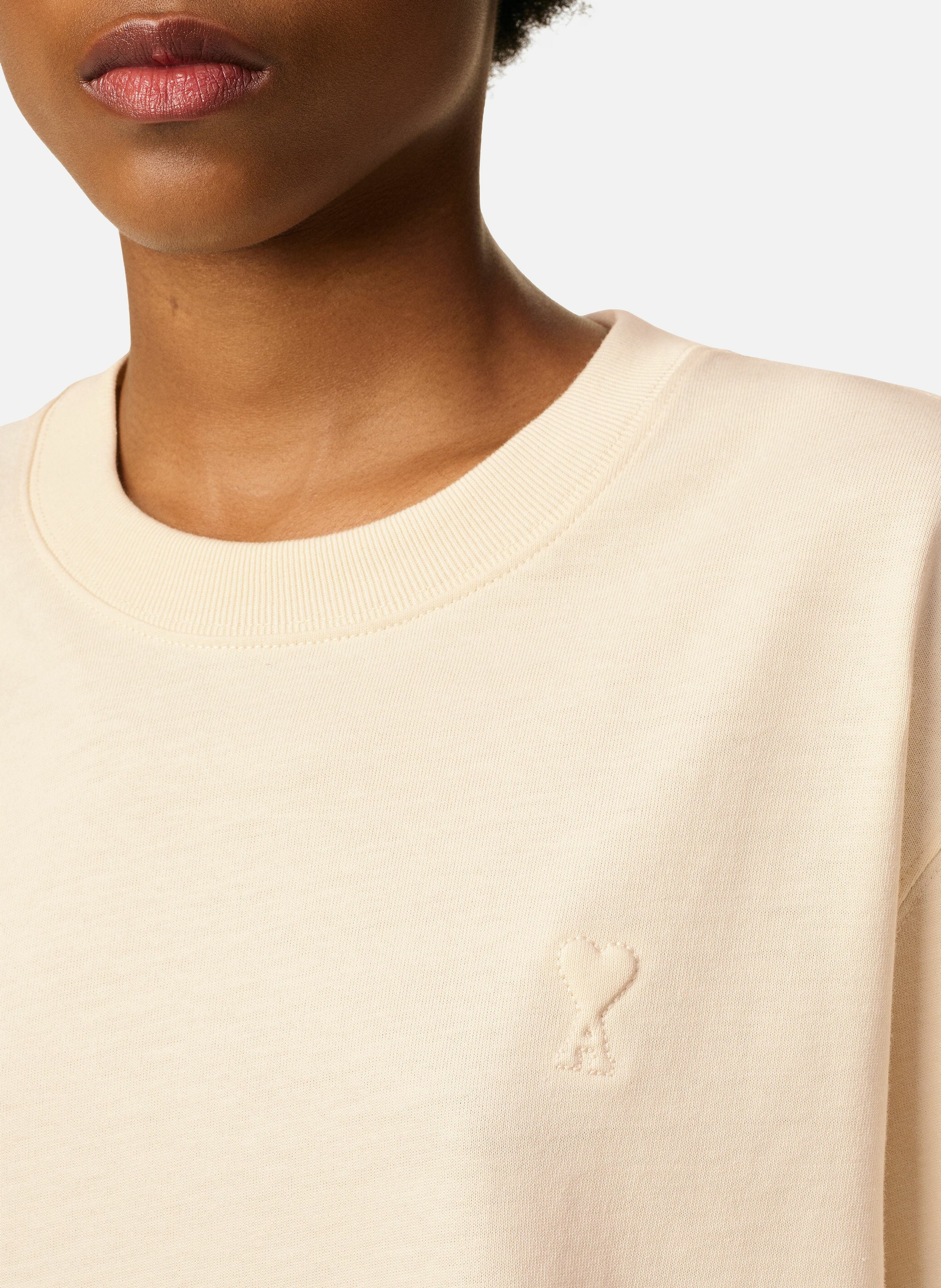 T-shirt ami de coeur embossé unisexe en coton AMI PARIS Blanc