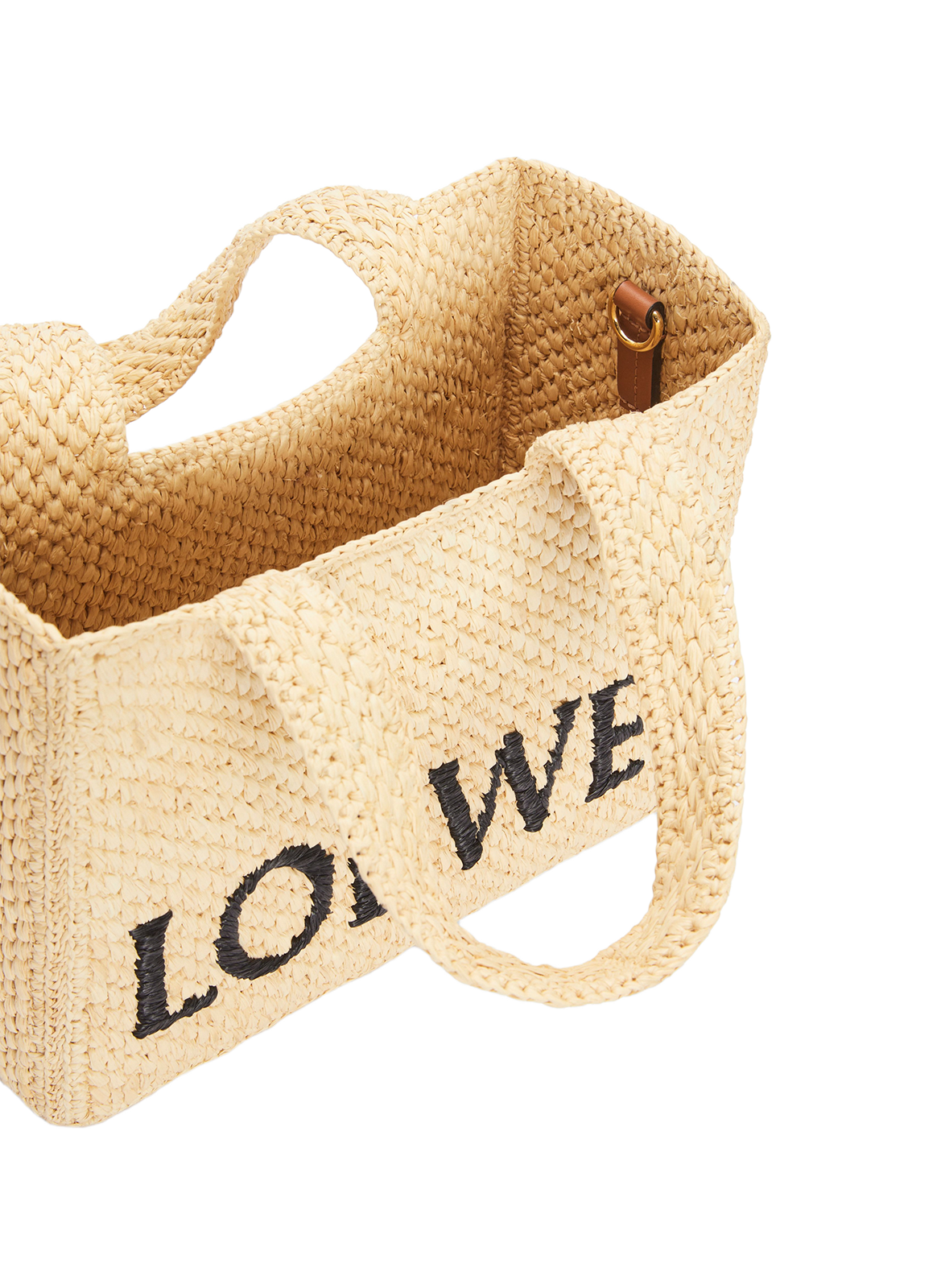 LOEWE Small Raffia and Leather Font Tote LOEWE Beige