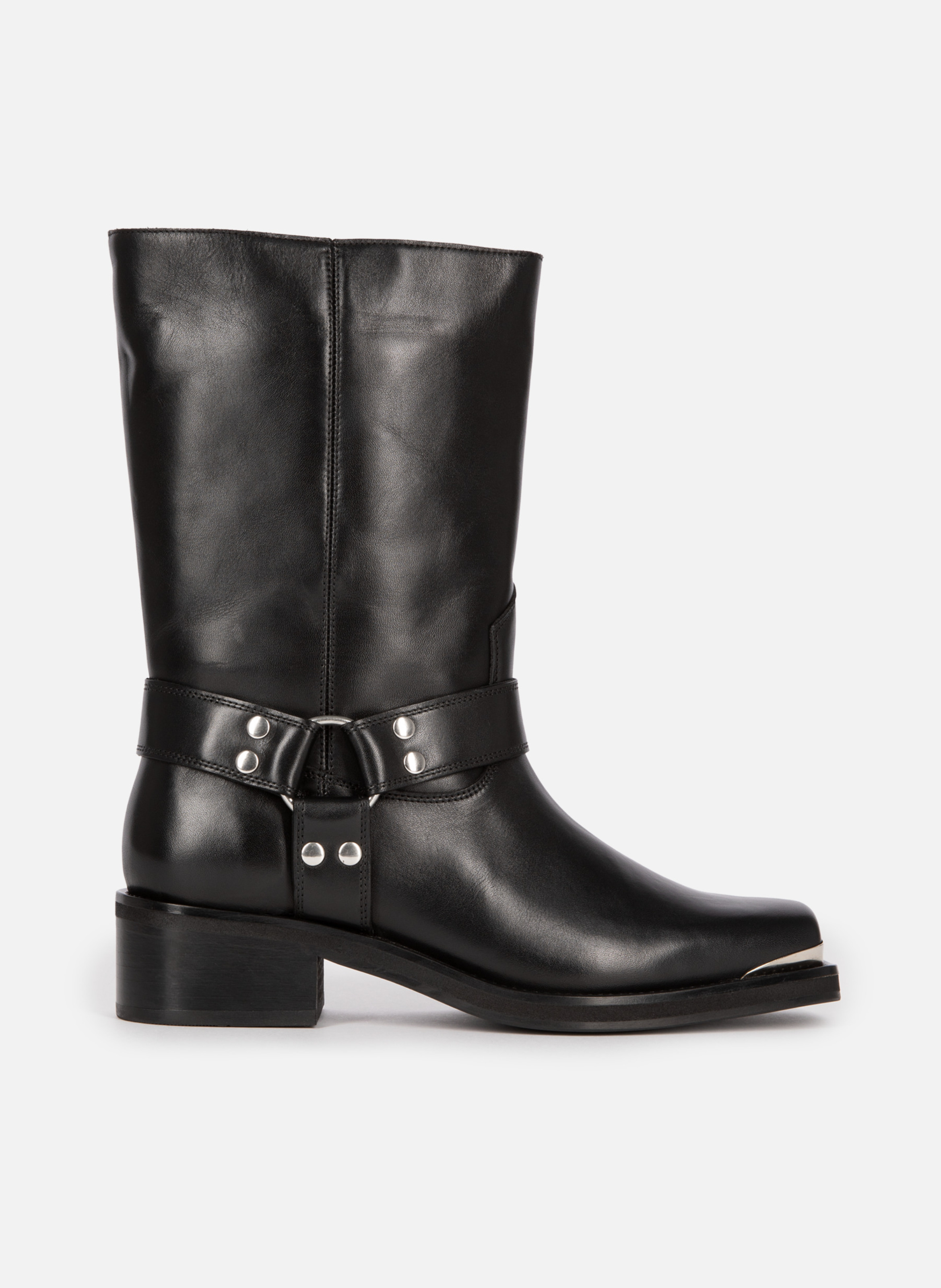 Bottes à sangles en cuir NoirTHE KOOPLES