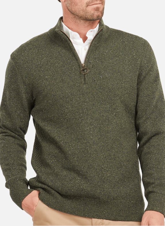 Pull droit à col montant en laine mélangée Marron by BARBOUR BARBOUR Pull droit à col montant en laine mélangée Marron