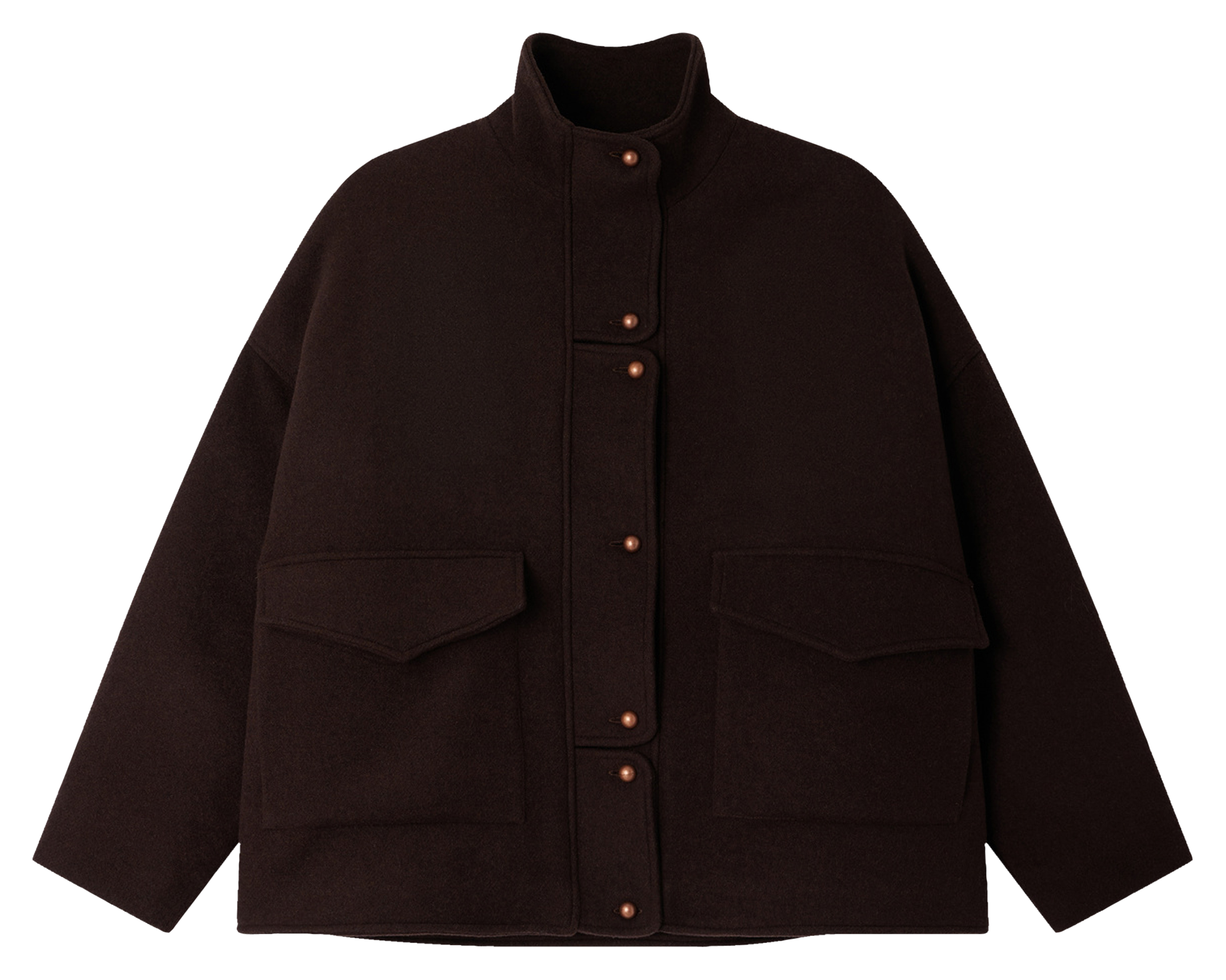 Manteau col montant en laine mélangée east side SESSUN Marron
