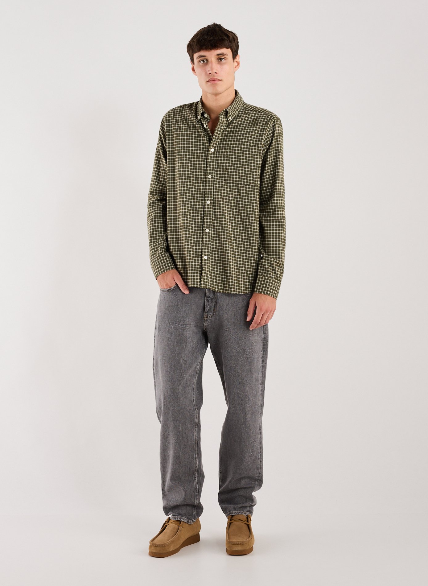 Chemise ample boutonnée à carreaux en coton LES DEUX Gris