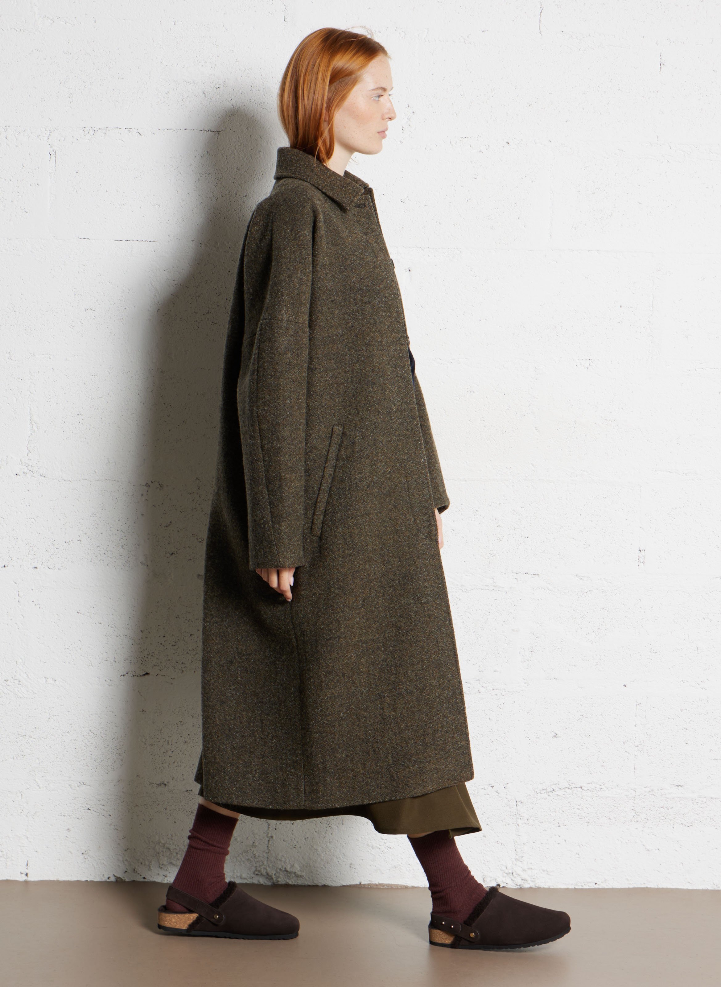 Long manteau en laine guilhem SOEUR Kaki