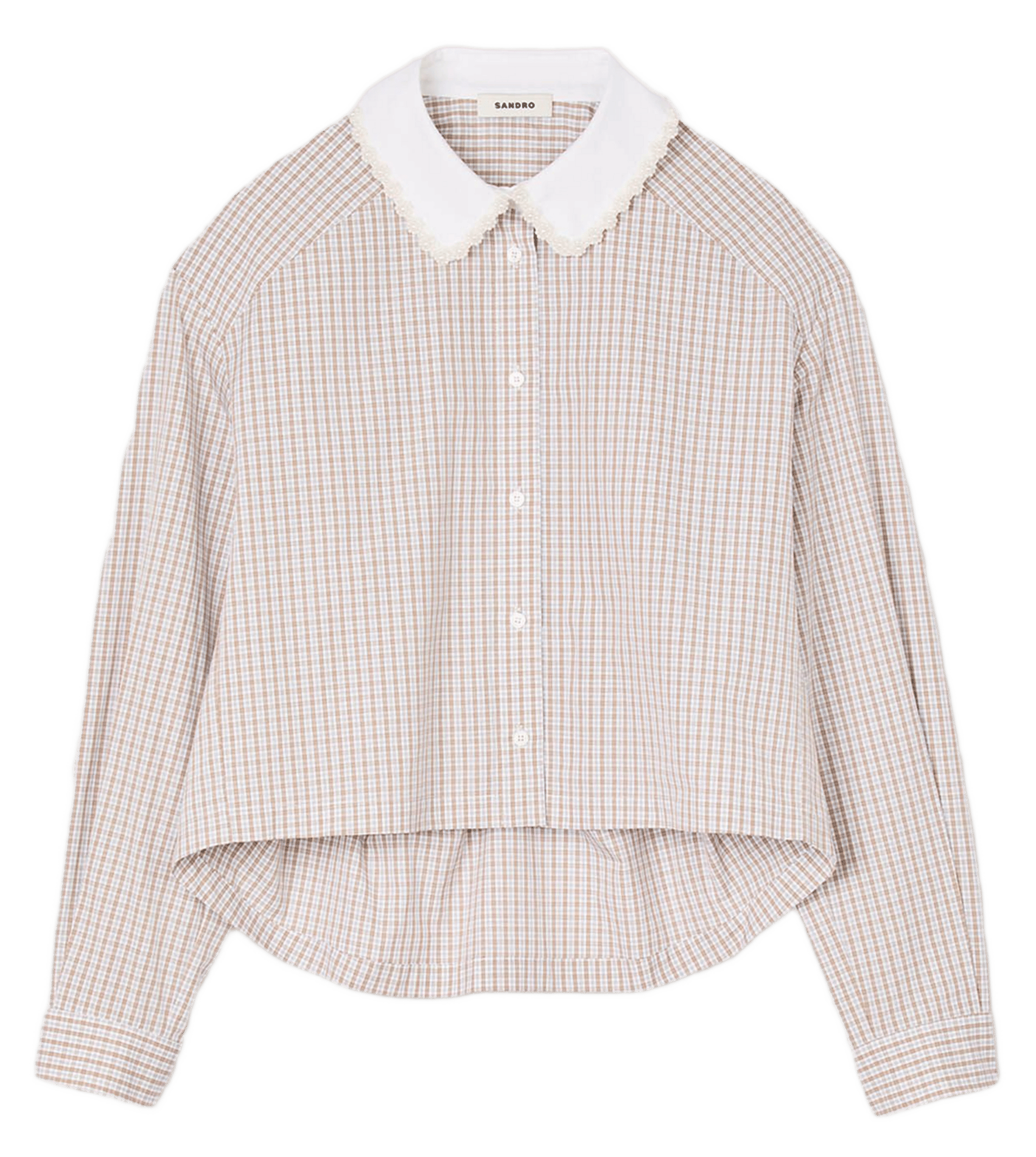 Chemise col classique à carreaux SANDRO Beige