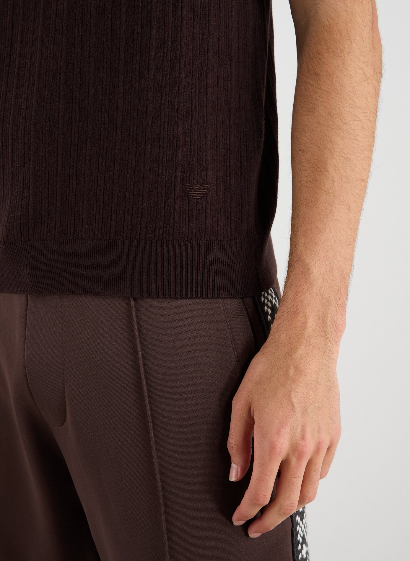 Round neck T-shirt in cotton and cashmere EMPORIO ARMANI Brown