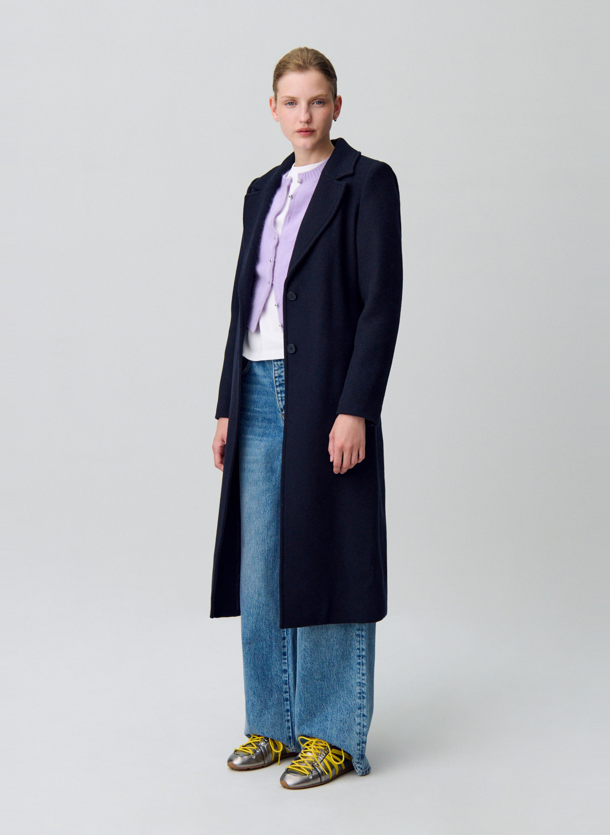 Manteau droit en laine mélangée generalbis CLAUDIE PIERLOT Bleu