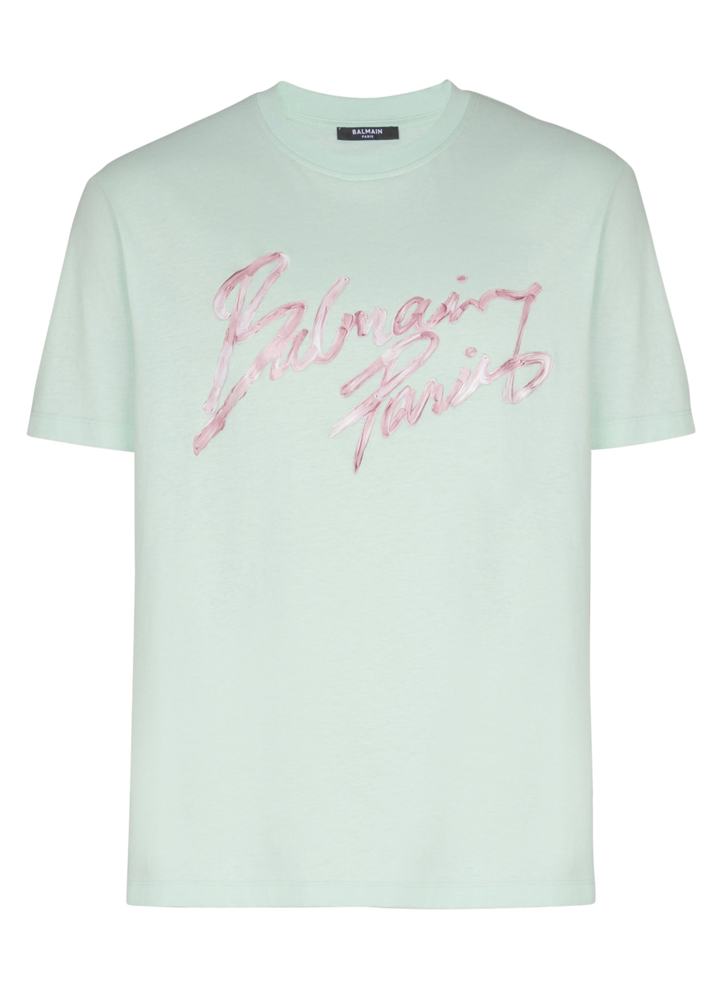 T-shirt en coton à imprimé BALMAIN Vert