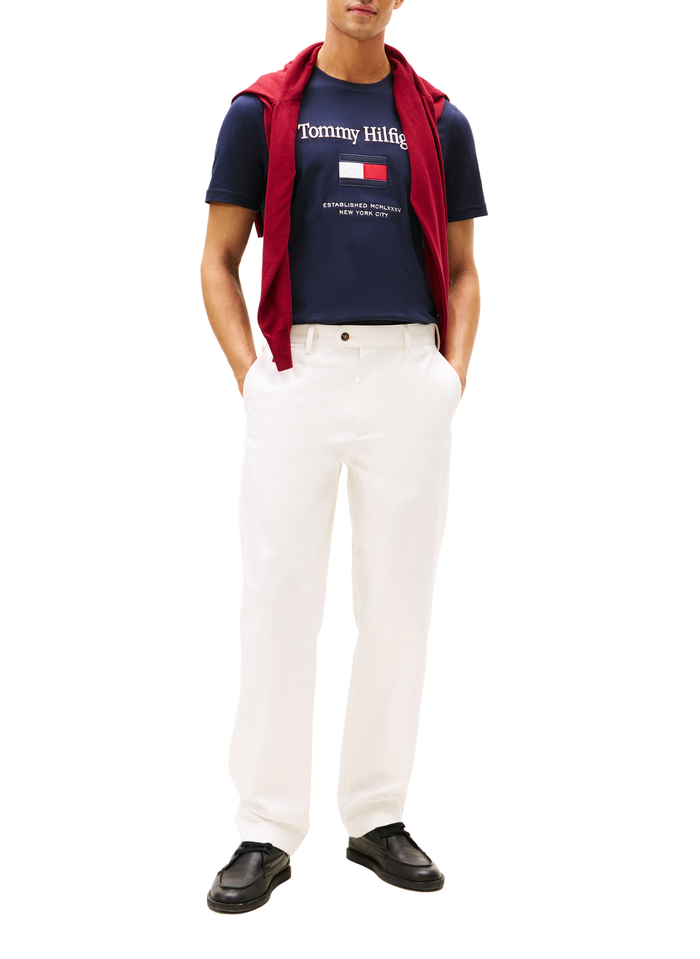 T-shirt manches courtes avec logo brodé TOMMY HILFIGER Bleu