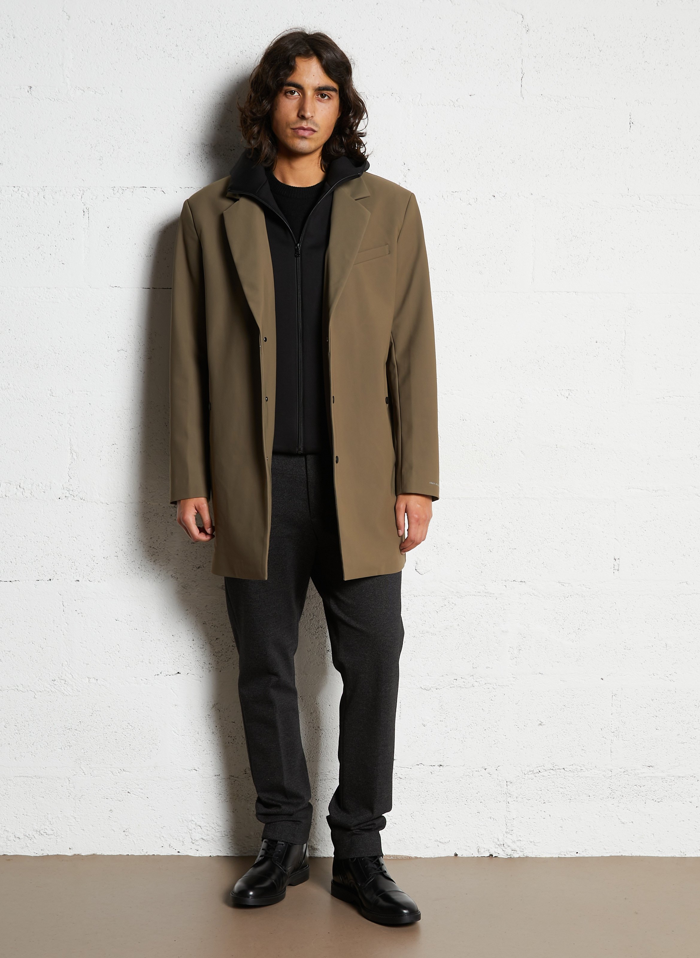 Parka droite unie avec capuche amovible IKKS Marron