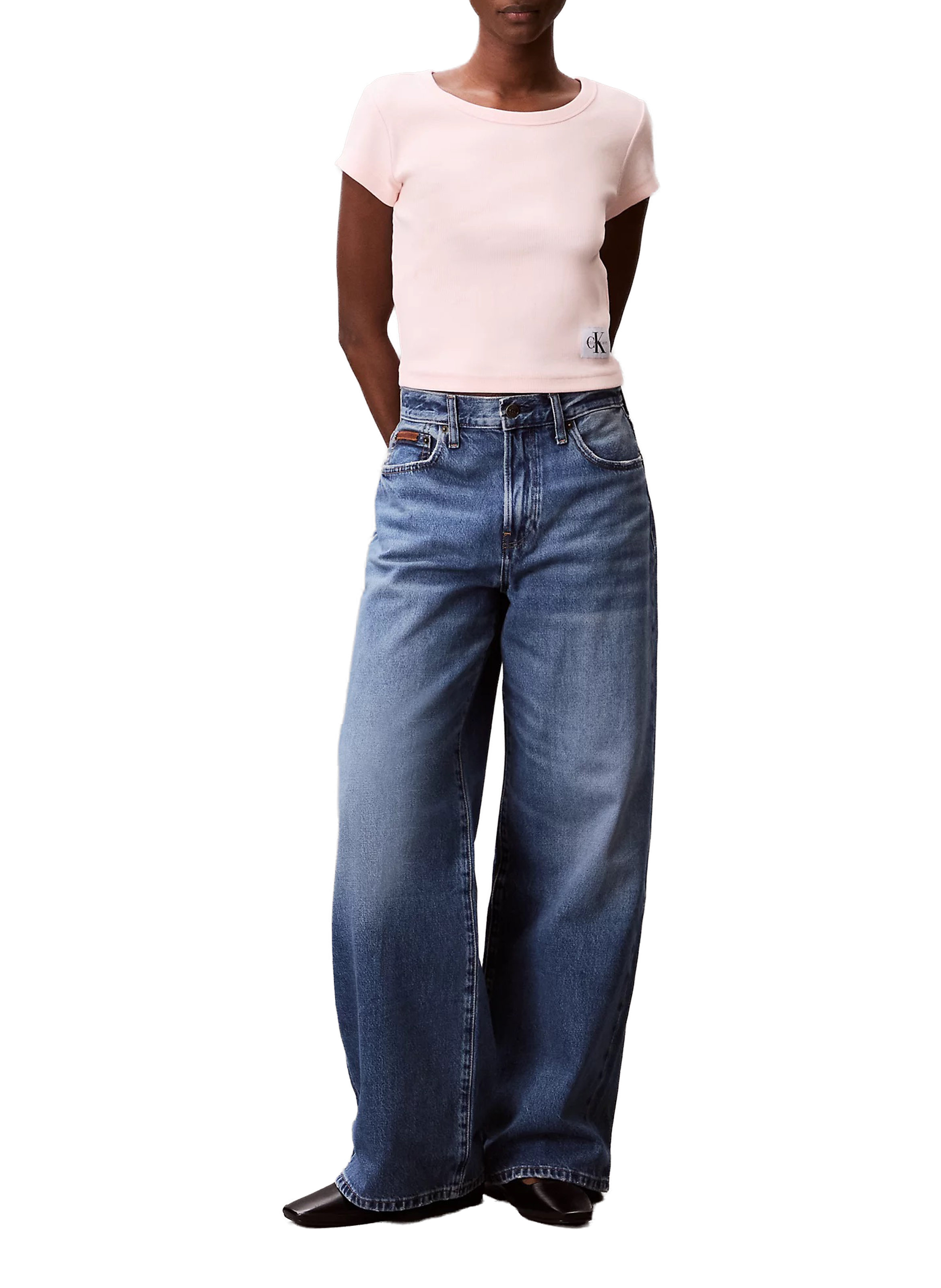 T-shirt court en coton mélangé CALVIN KLEIN Rose